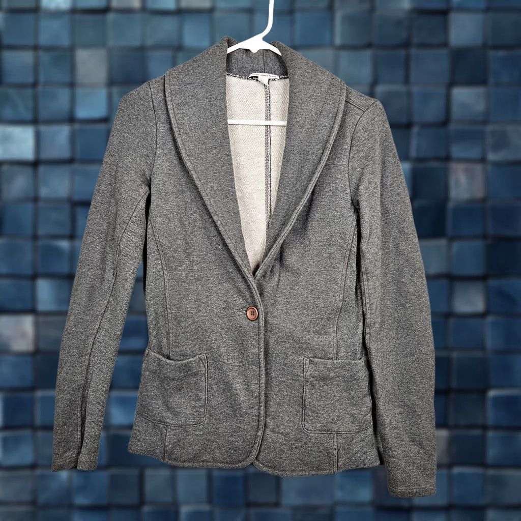 James Perse VINTAGE James Perse Blazer Women’s Gray One Button Shawl Collar Sz 3 Size XS / US 0-2 / IT 36-38 - 1 Thumbnail