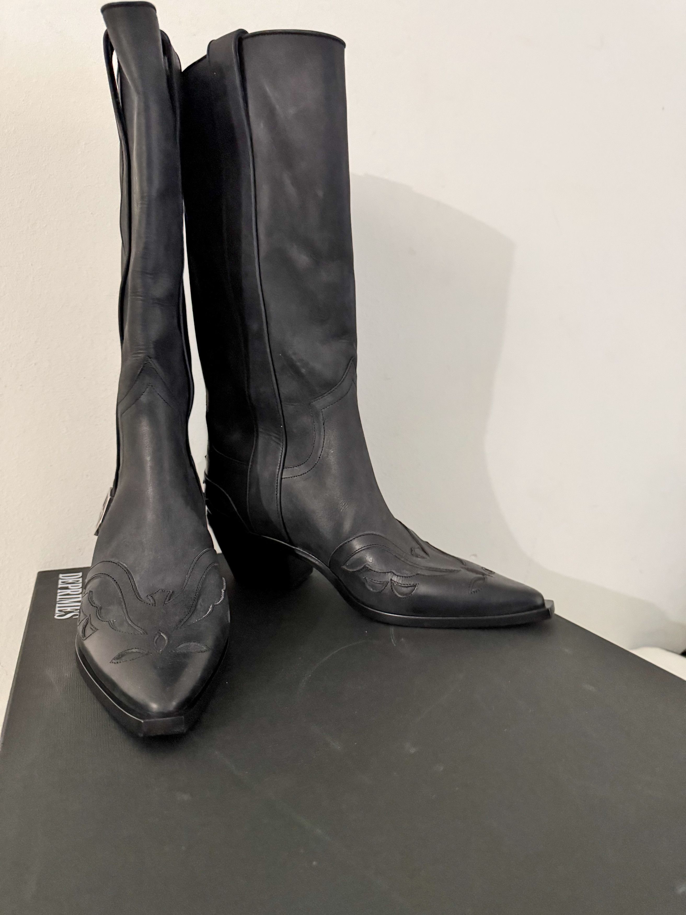 Enfants Riches Deprimes Black Painted Cowboy Tall Boots Size US 7 / EU 40 - 5 Thumbnail