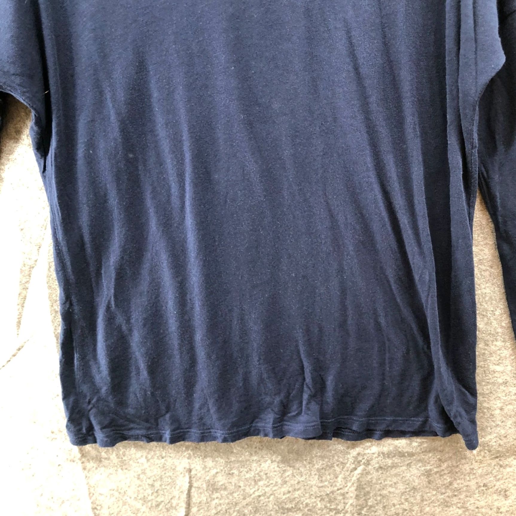Michael Stars Michael Stars Cold Shoulder Long Sleeve T Shirt Womens One Size Navy Blue Modal Supima OS Knit Cotton Micromodal Size ONE SIZE - 4 Thumbnail