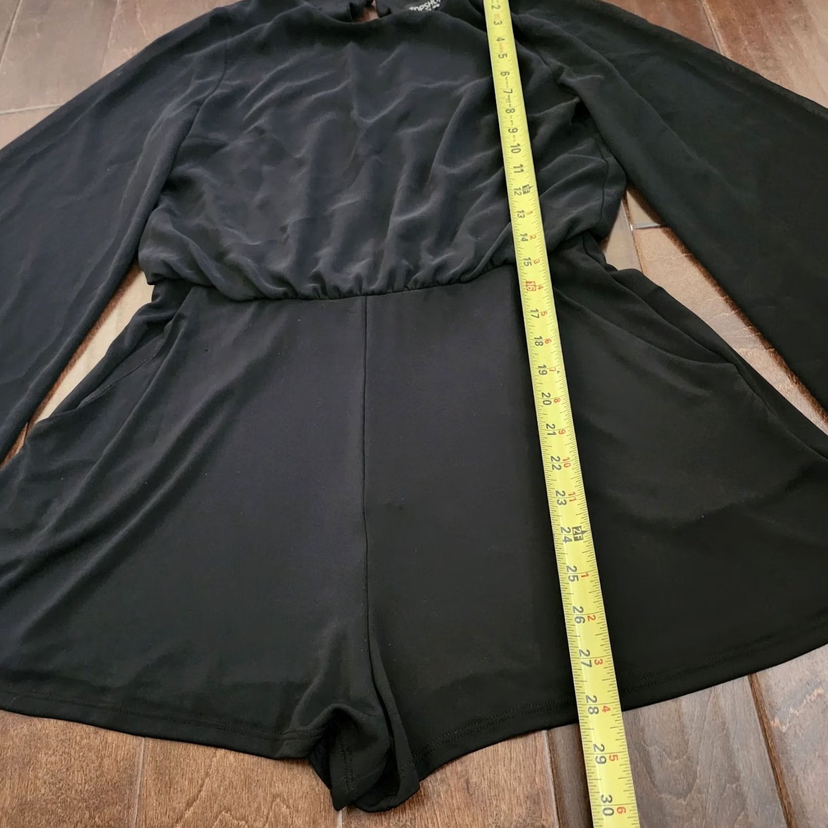 Topshop Topshop Romper Shirt Bell Sleeve Black 6 Womens Regular One-Piece Dressy Romper Size 28" / US 6 / IT 42 - 7 Thumbnail