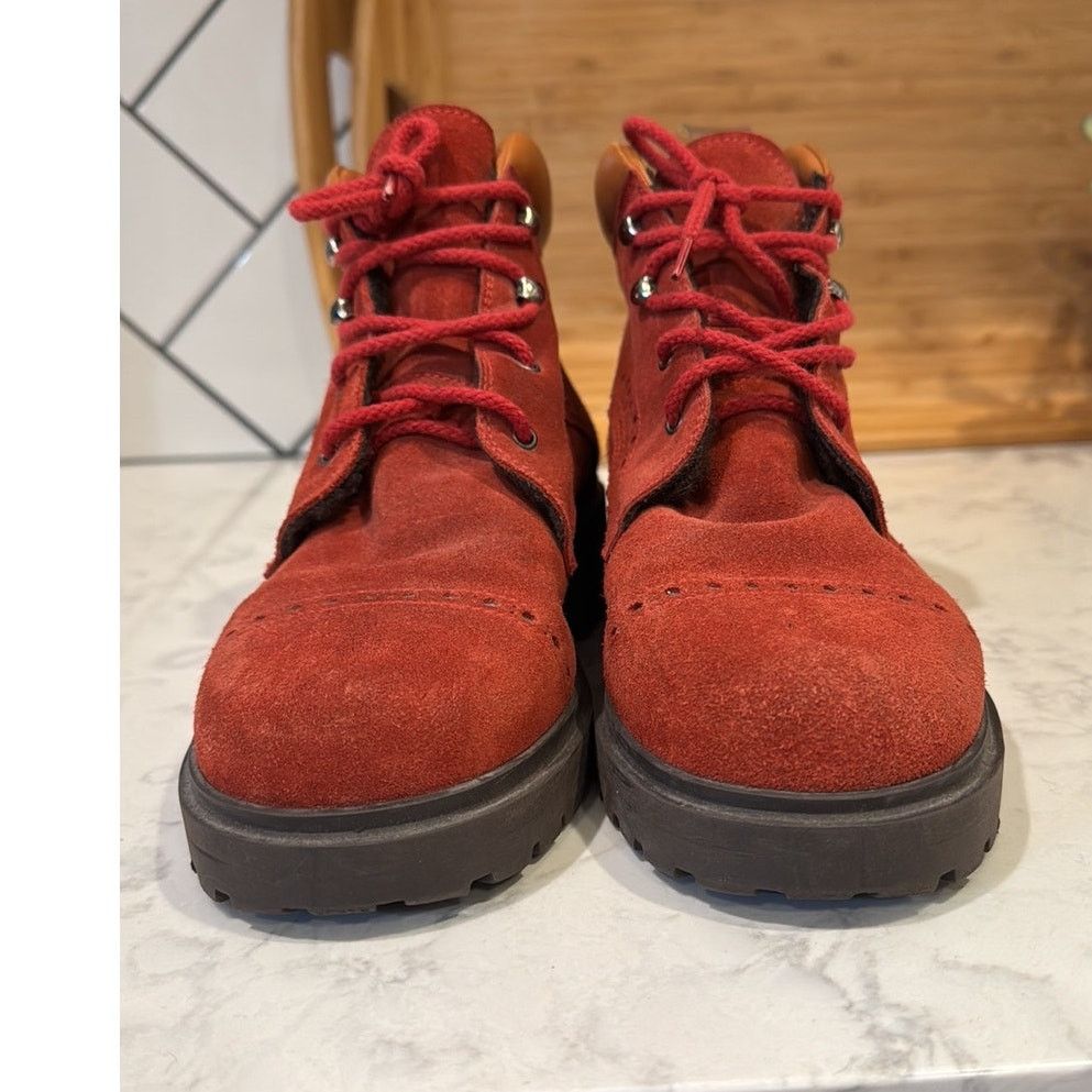 Other Alp Trend Red Leather trim Suede Ankle Boots Sherpa lined Size US 8.5 / IT 38.5 - 4 Thumbnail