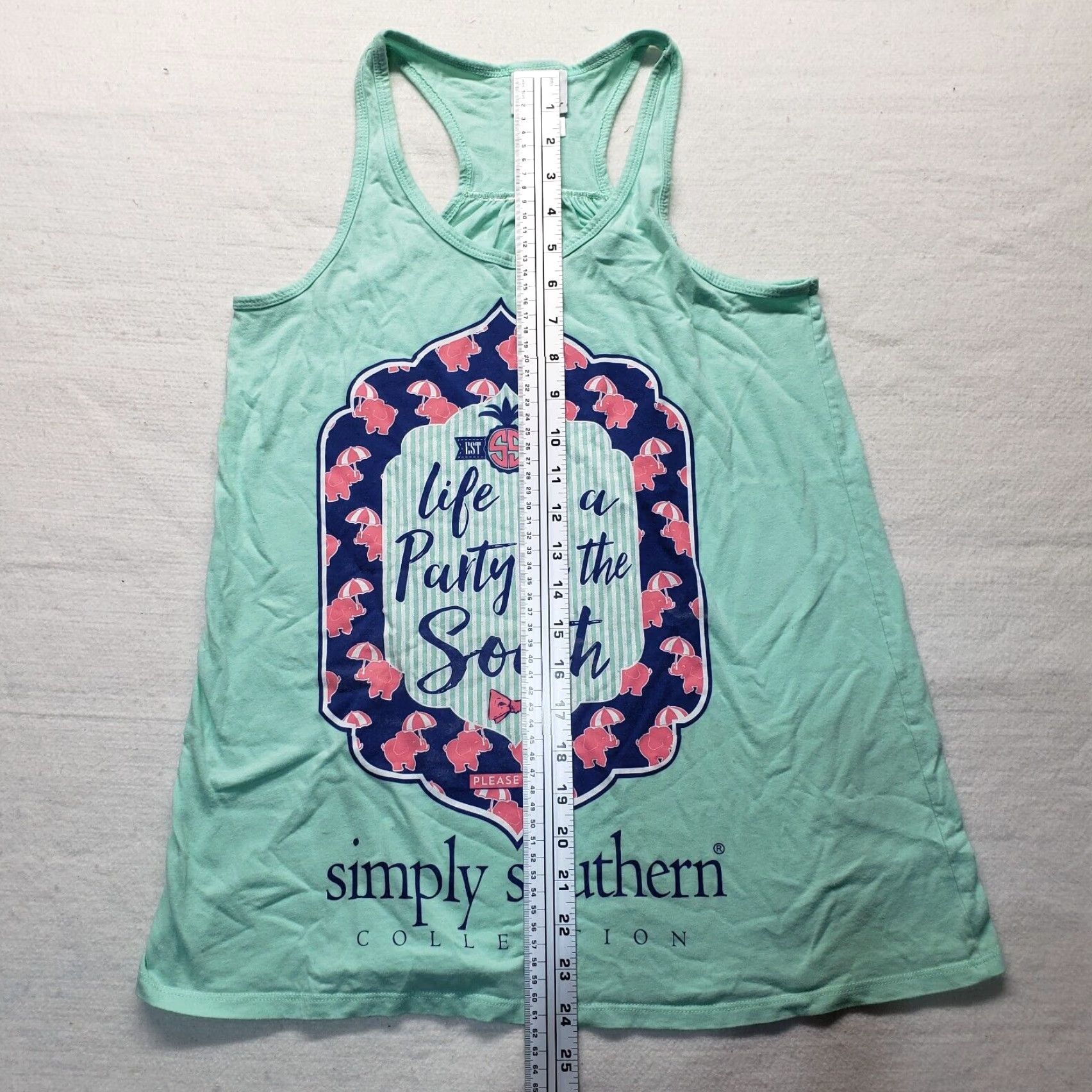 Vintage Simply Southern Shirt Tank Women M Blue "Life is a Party in the South" Graphic Size M / US 6-8 / IT 42-44 - 6 Thumbnail