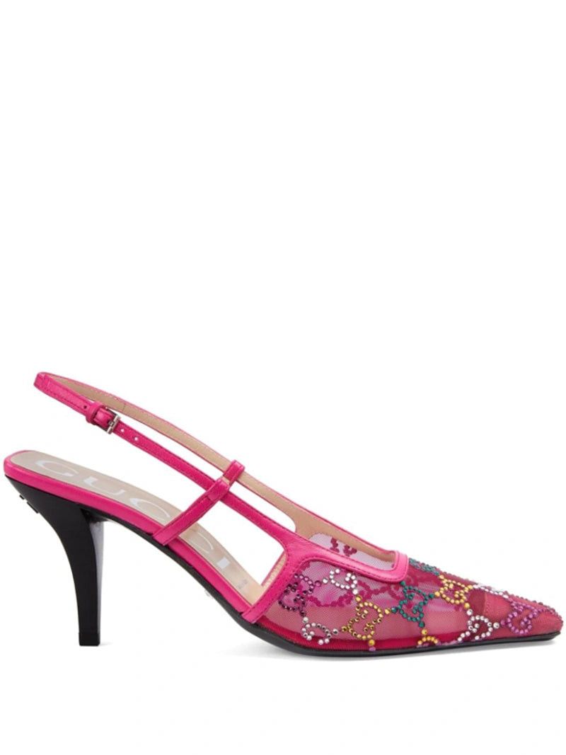 image of Gucci GG Micro Mesh Slingback Pumps Size 37 in Pink, Women's