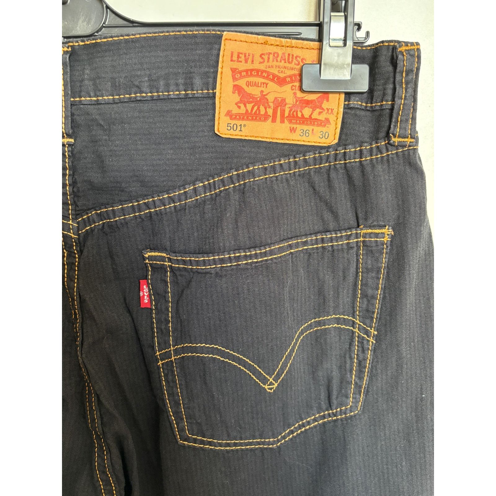 Levi's × Levi's Vintage Clothing × Vintage Levi’s 501 W36 L30 Black Pinstripe Button Fly Denim Jeans Size US 36 / EU 52 - 8 Thumbnail
