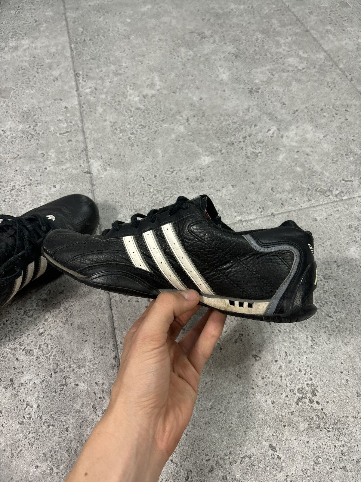 2000s Vintage Archive Racing Black Leather Adidas Good Year