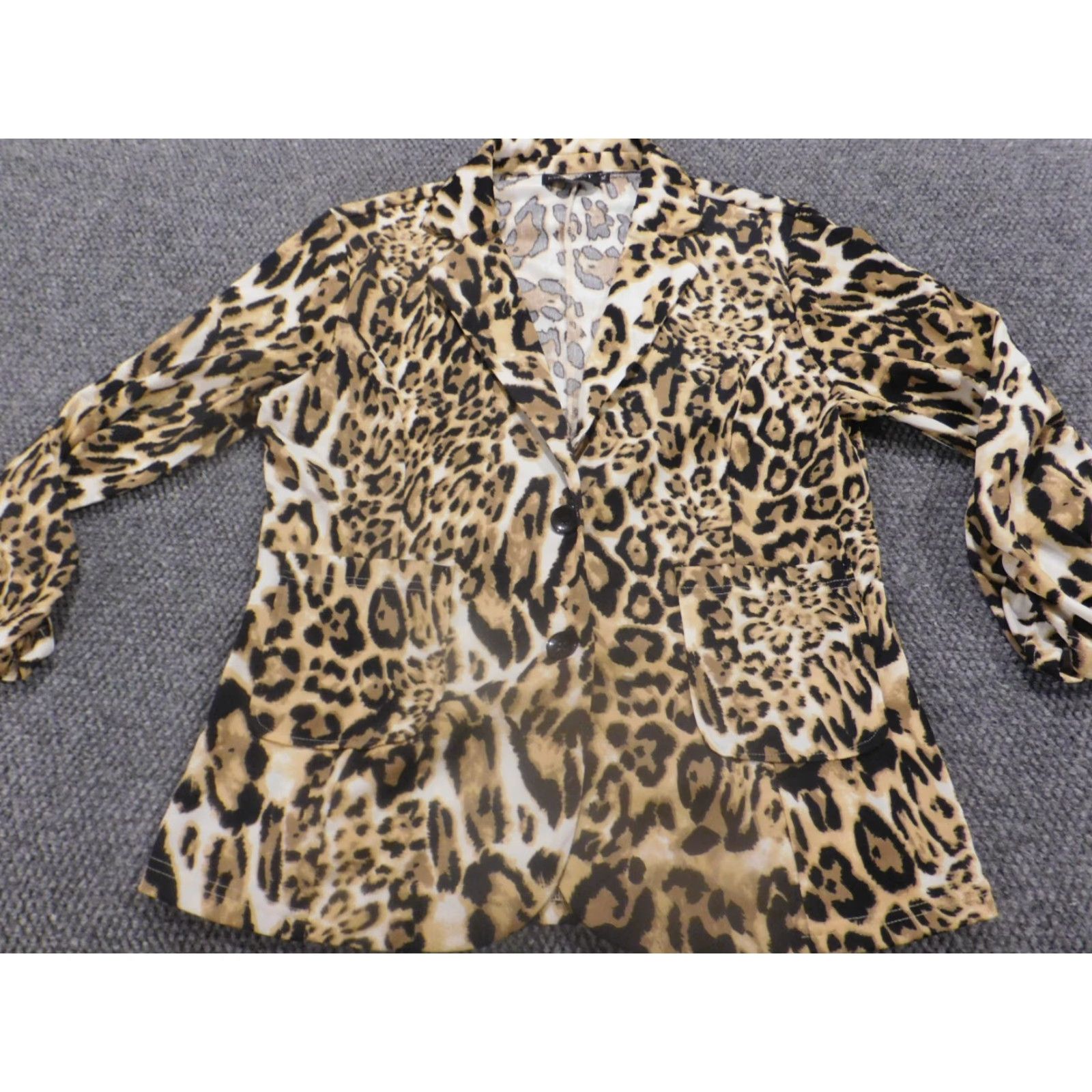 Vintage Mint Limit Brown Animal Print Button Blazer Womens Jacket XL Mid-Length Casual Winter Vintage No Size XL / US 12-14 / IT 48-50 - 2 Thumbnail