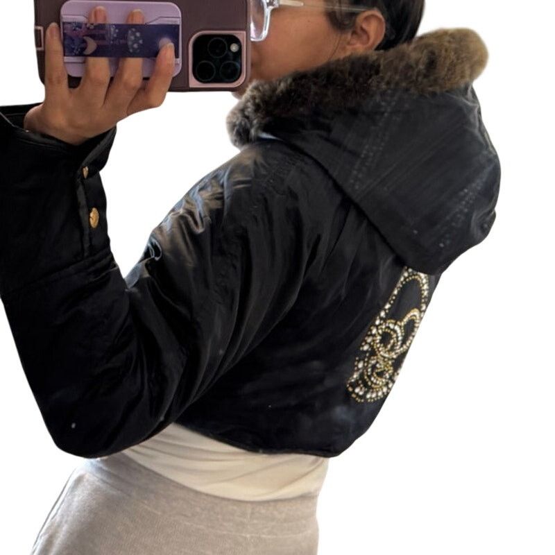 G-Unit G Unit black cropped down jacket rabbit fur size M Y2K bling Size M / US 6-8 / IT 42-44 - 17 Thumbnail