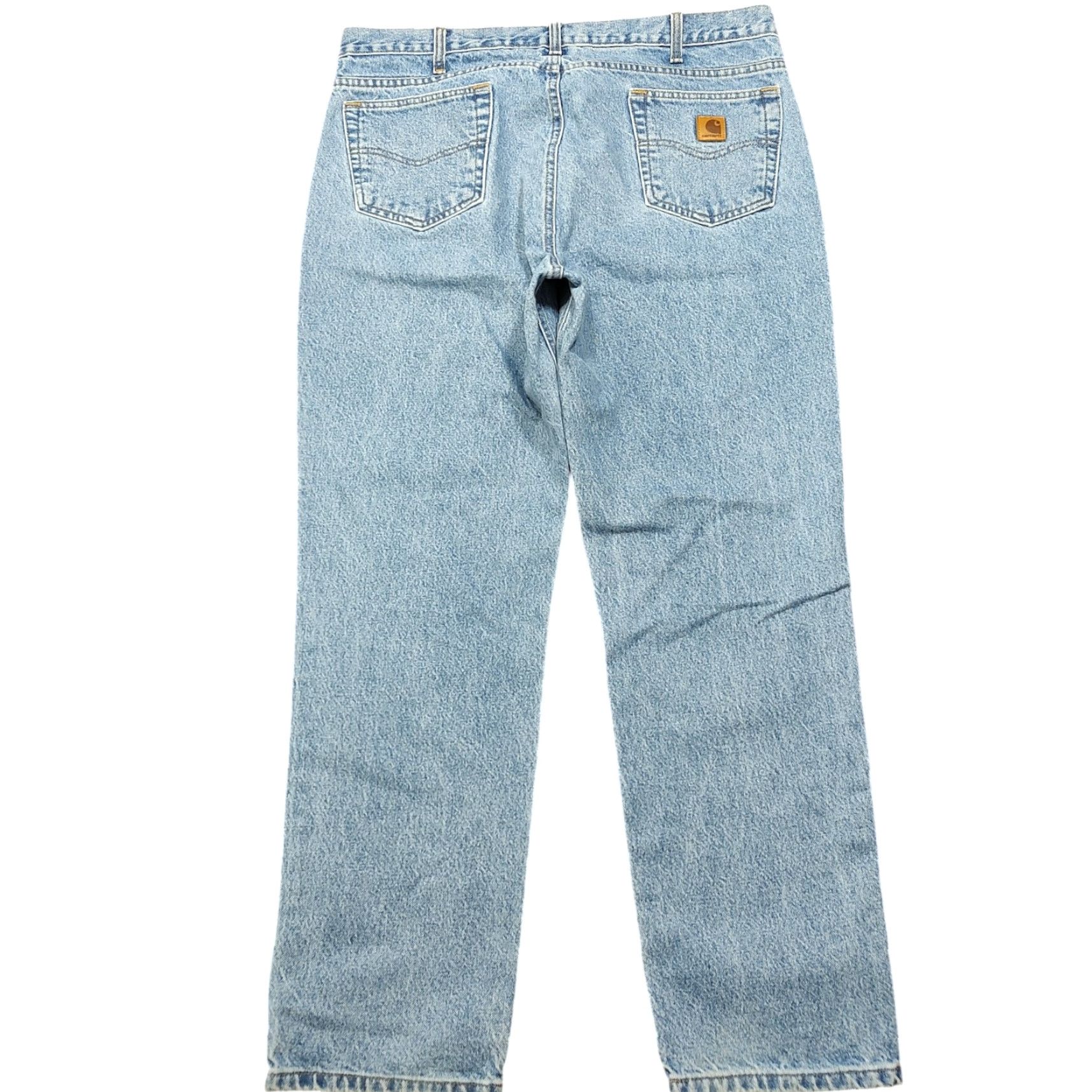 Carhartt VINTAGE Carhartt Jeans 40x32 Denim Light Blue 5-Pocket Relaxed Fit Mens B18 STW 90s Logo USA made in Mexico Size US 40 / EU 56 - 2 Thumbnail