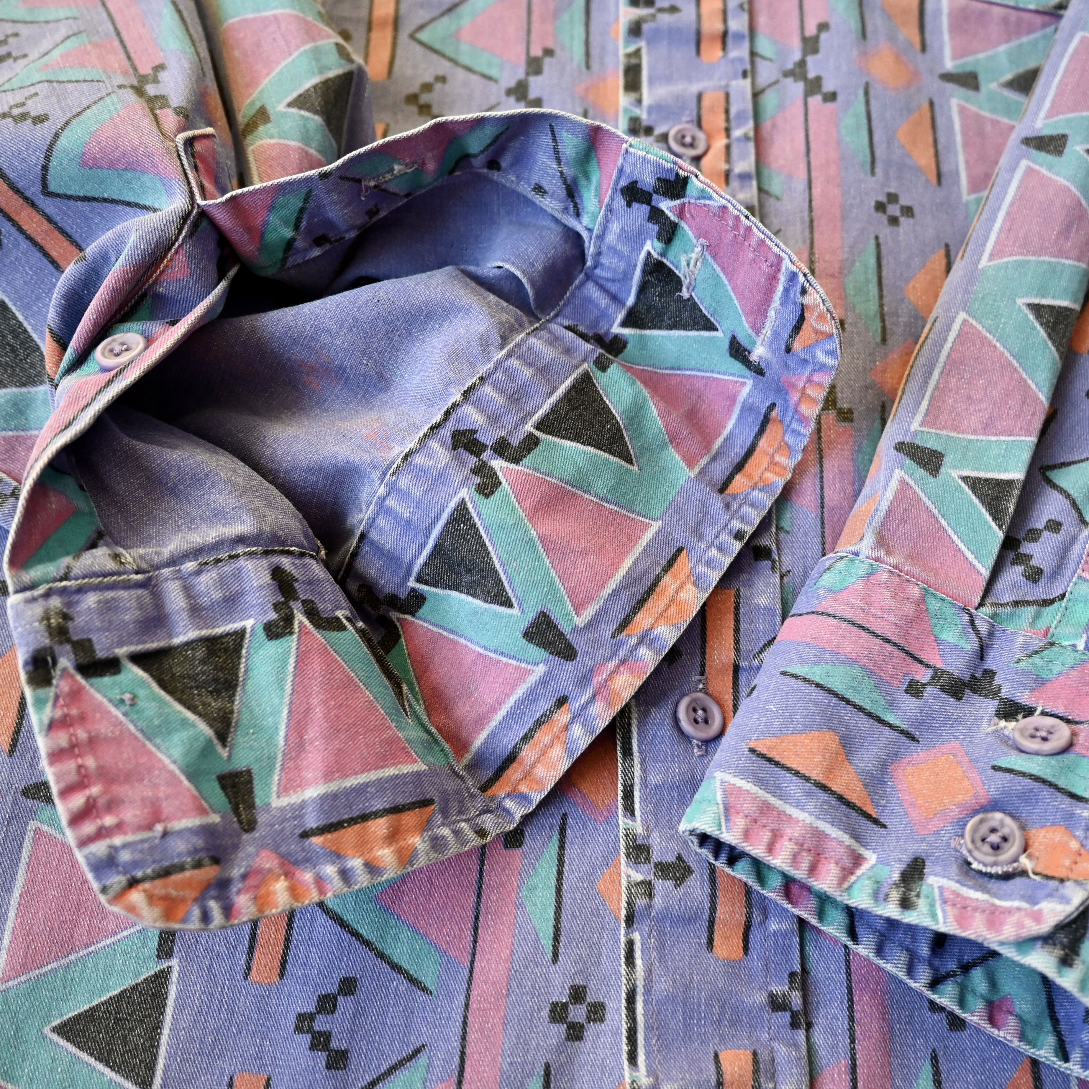 Vintage VTG Wrangler Brushpopper shirt Aztec Navajo soft purple 17.5 Size US XL / EU 56 / 4 - 9 Thumbnail