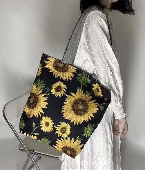 Fashion Sunflower Tote Bag in Black, Men's