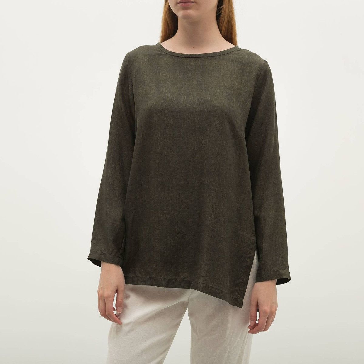 Max Mara Max Mara 100% Silk Blouse Dark Olive IT 46 Italy Elegant Top Size L / US 10 / IT 46 - 1 Thumbnail