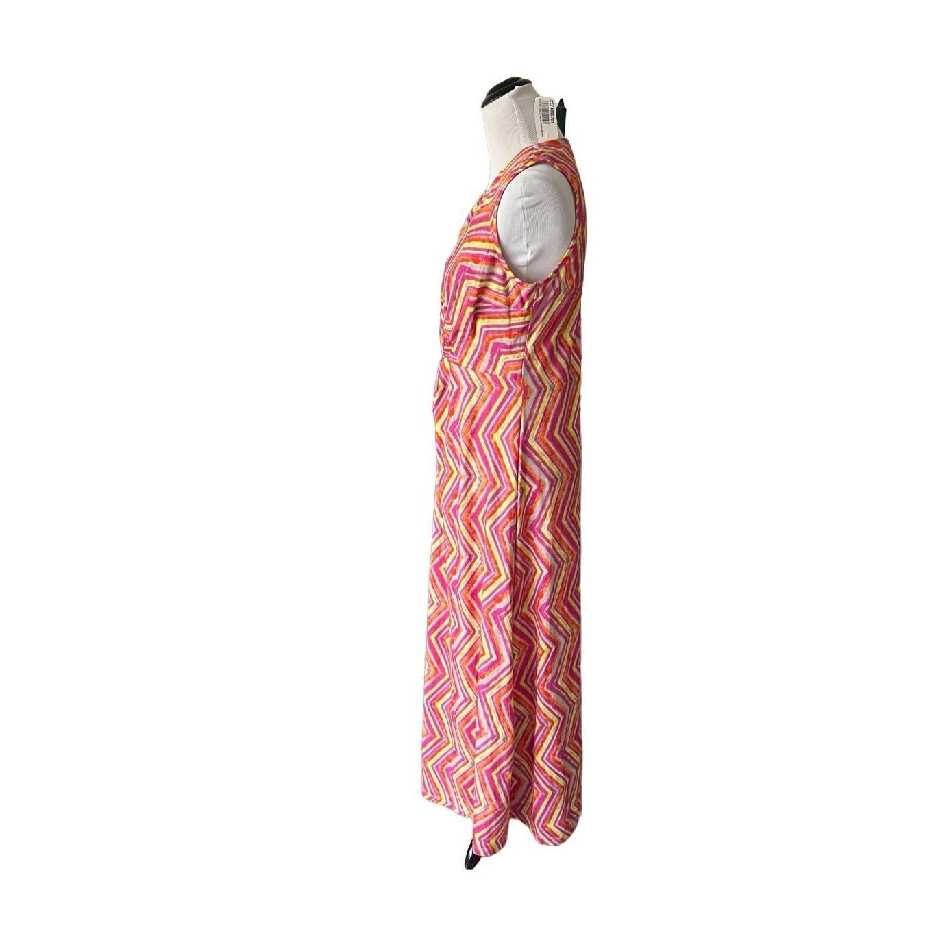 Soft Surroundings NWT Giselli Dress Sleeveless V-Neck Chevron Zigzag Size M