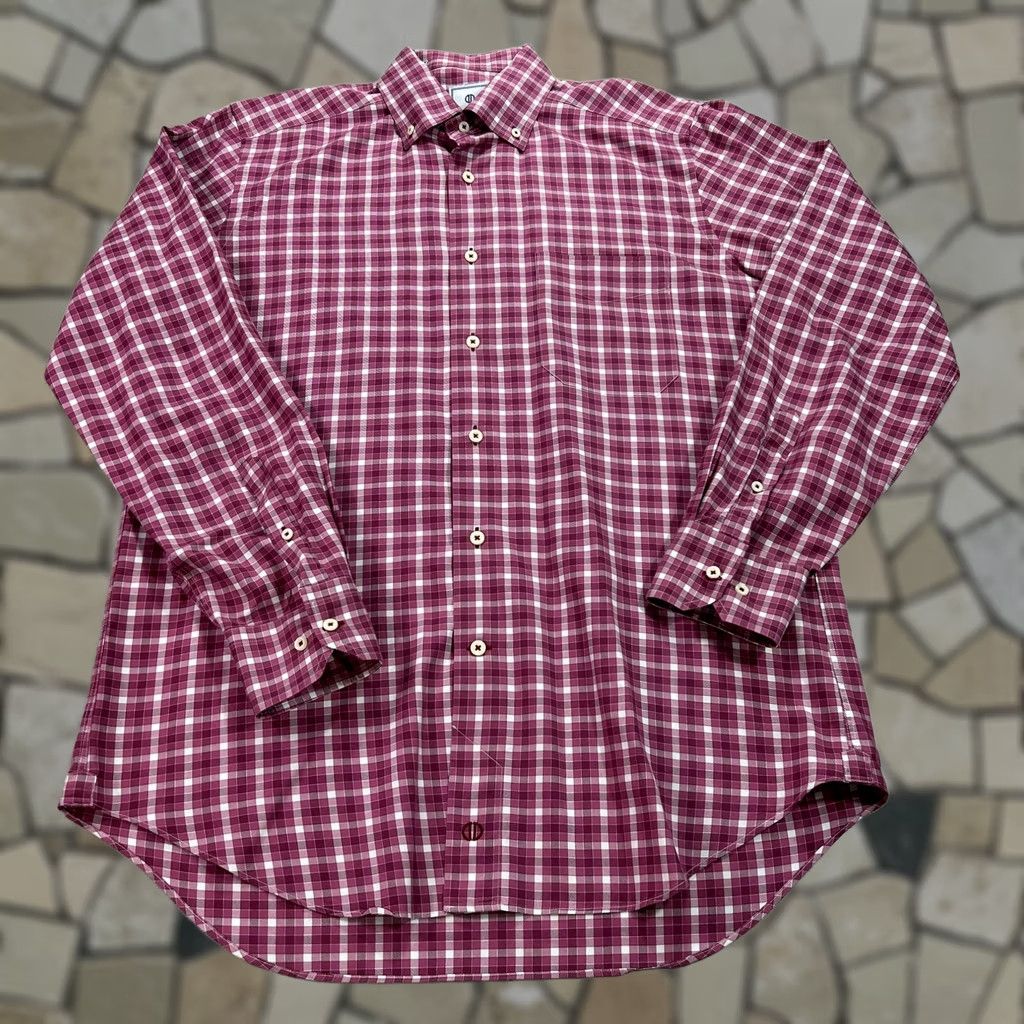 David Donahue David Donahue Shirt Mens Medium Pink Gingham Dress Button-Down Long Sleeve Shirt Size 40R - 1 Thumbnail