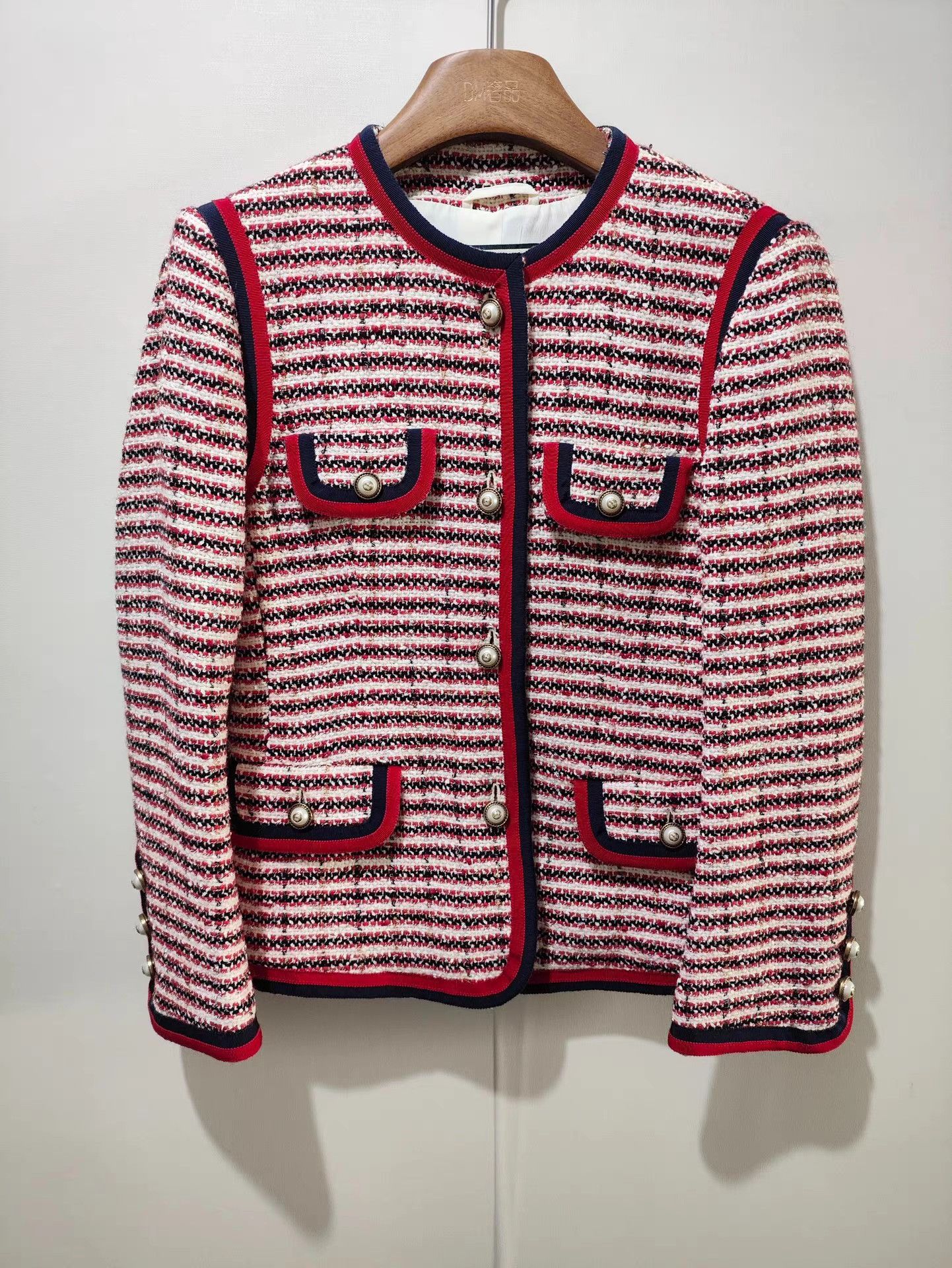 Gucci Gucci Red Striped Tweed Jacket K13 Size S / US 4 / IT 40 - 1 Thumbnail