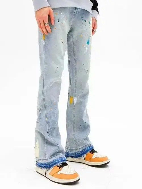 Japanese Brand × Jean Y2K Ink Graffiti Baggy Ripped Flare Jean Size US 36 / EU 52 - 2 Thumbnail