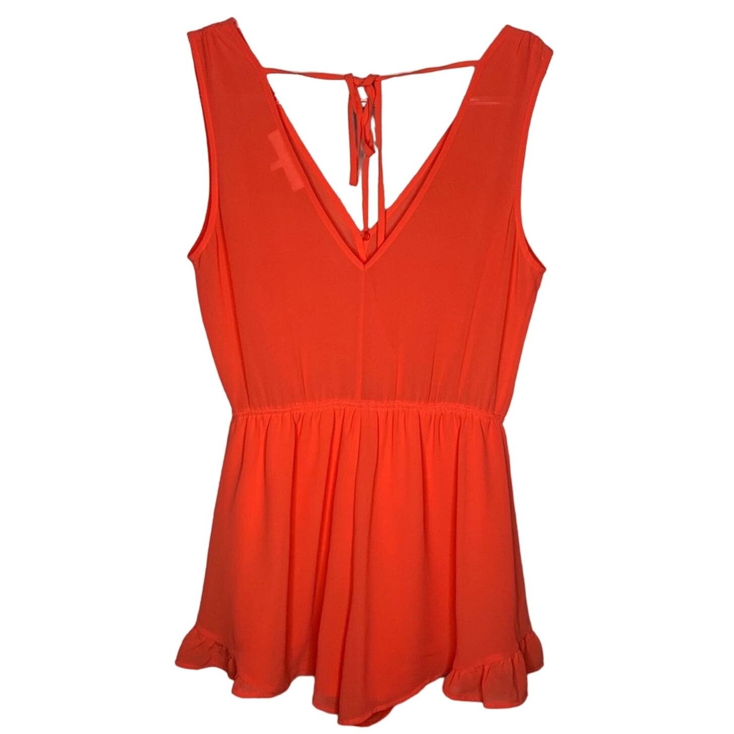 REVOLVE Revolve ASTR Coral Red V-Neck Surplice Romper Small Size 27" / US 4 / IT 40 - 5 Thumbnail