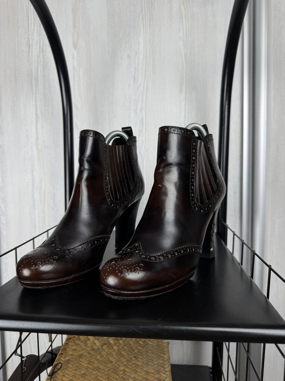 Prada Prada Burgundy Leather Ankle Boots Size 38.5 Size US 8.5 / IT 38.5 - 8 Thumbnail