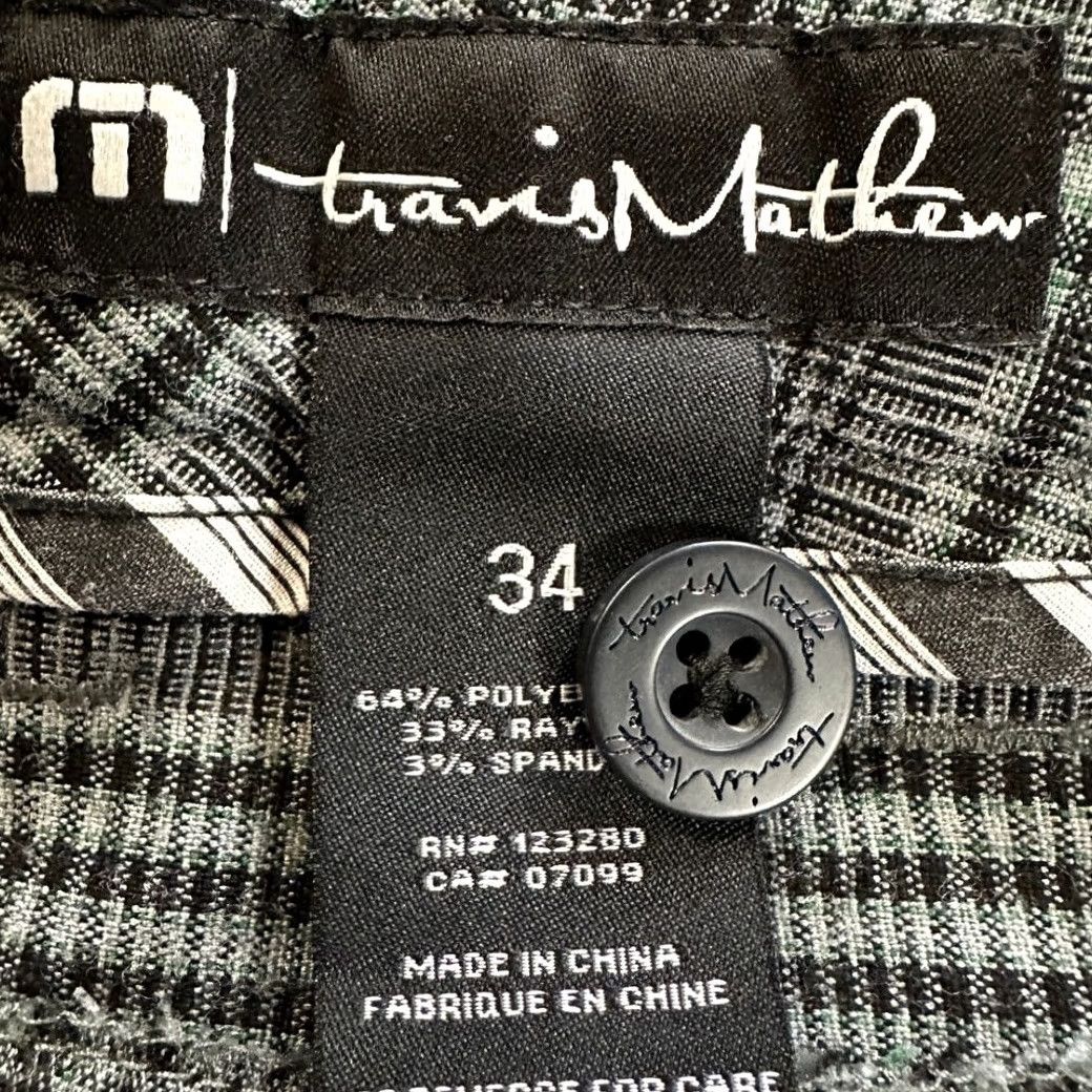 TravisMathew Travis Mathew Golf Shorts Mens 34 Black Green Plaid Chino Flat Front Stretch Size US 34 / EU 50 - 3 Thumbnail