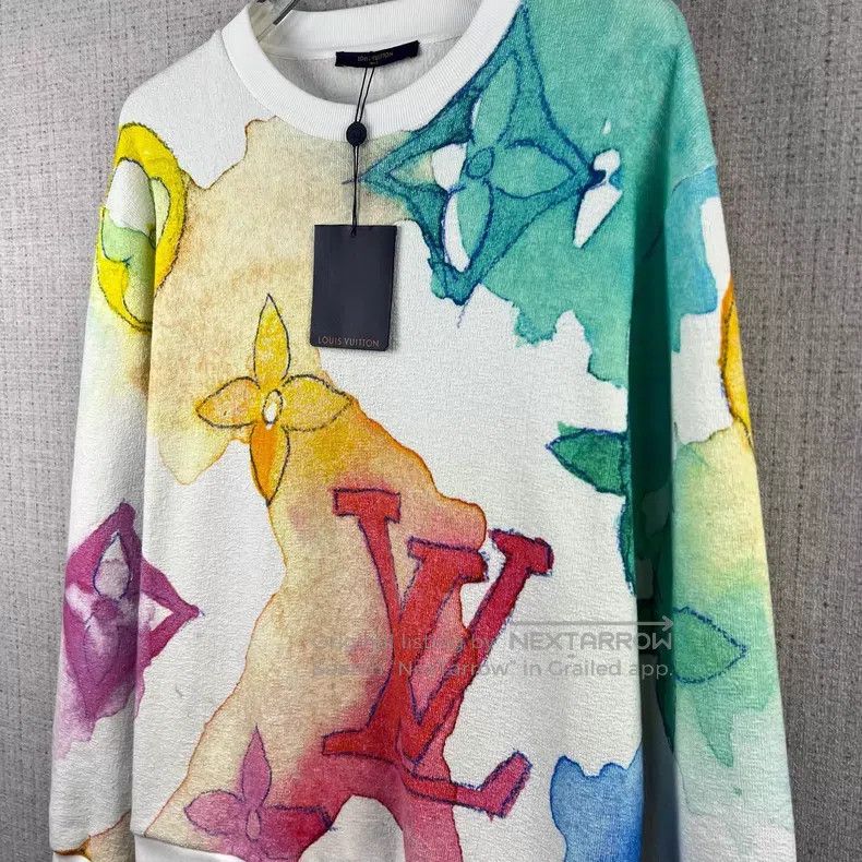 Louis Vuitton Louis Vuitton Ink Three Flowers Full Print Round Neck Swea Size US L / EU 52-54 / 3 - 2 Thumbnail