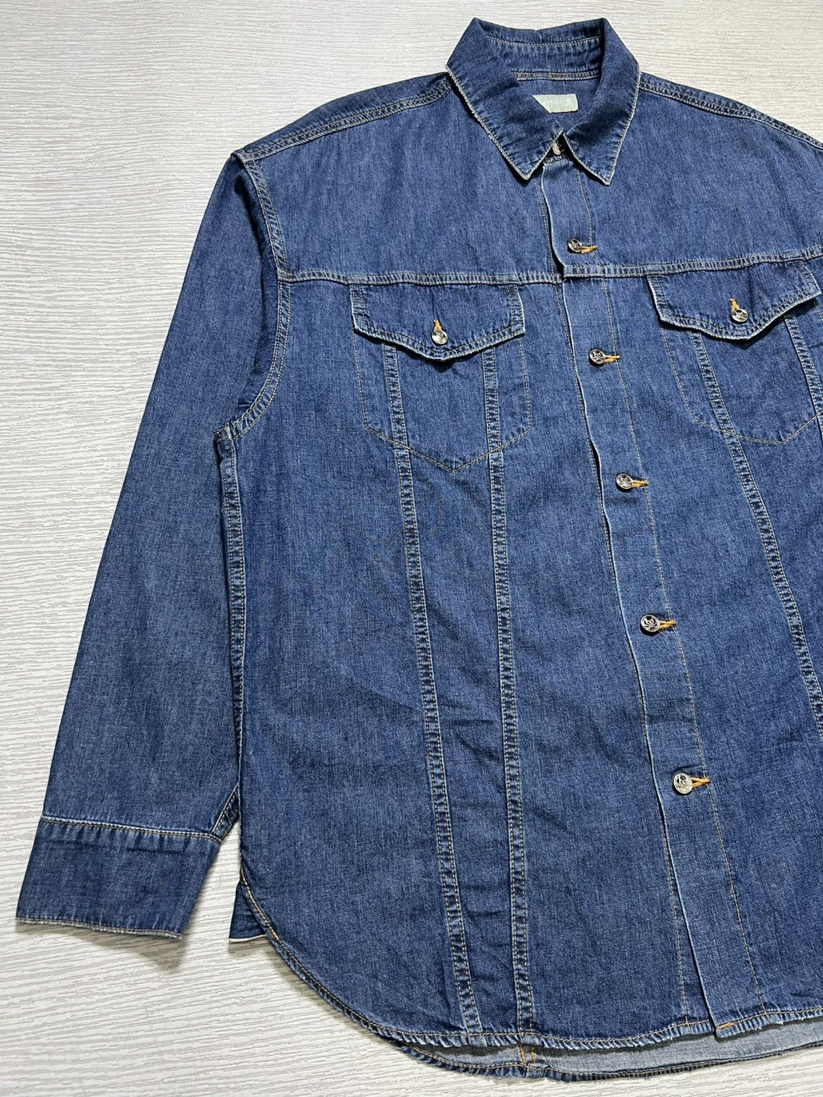 Mastermind World Mastermind World Dyed Logo Lightweight Denim Shirt Size US XS / EU 42 / 0 - 10 Thumbnail