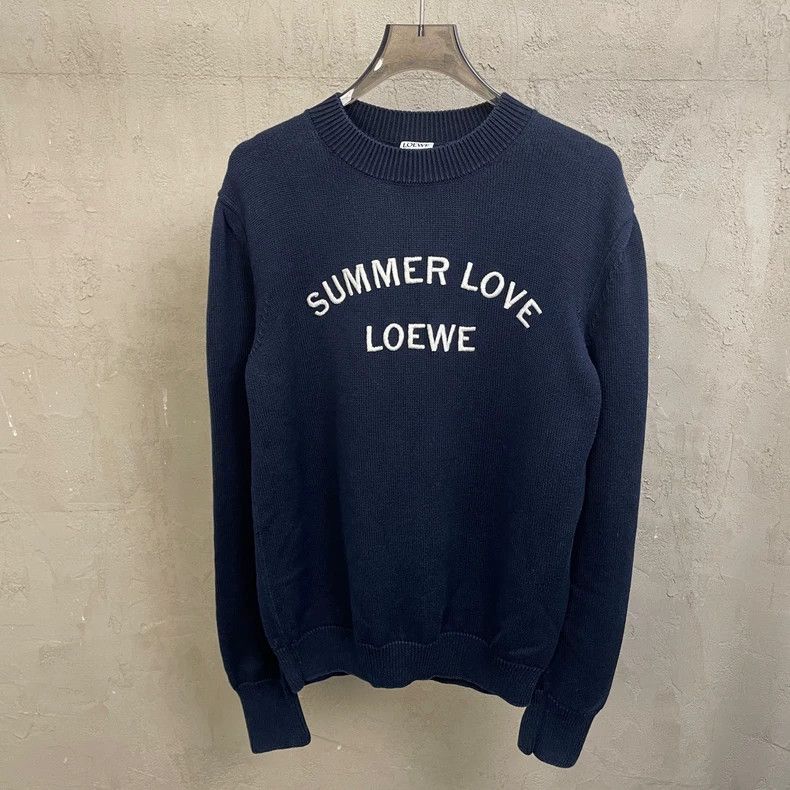 Loewe loewe Navy blue embroidered logo round-neck knitted sweater Size US S / EU 44-46 / 1 - 1 Thumbnail