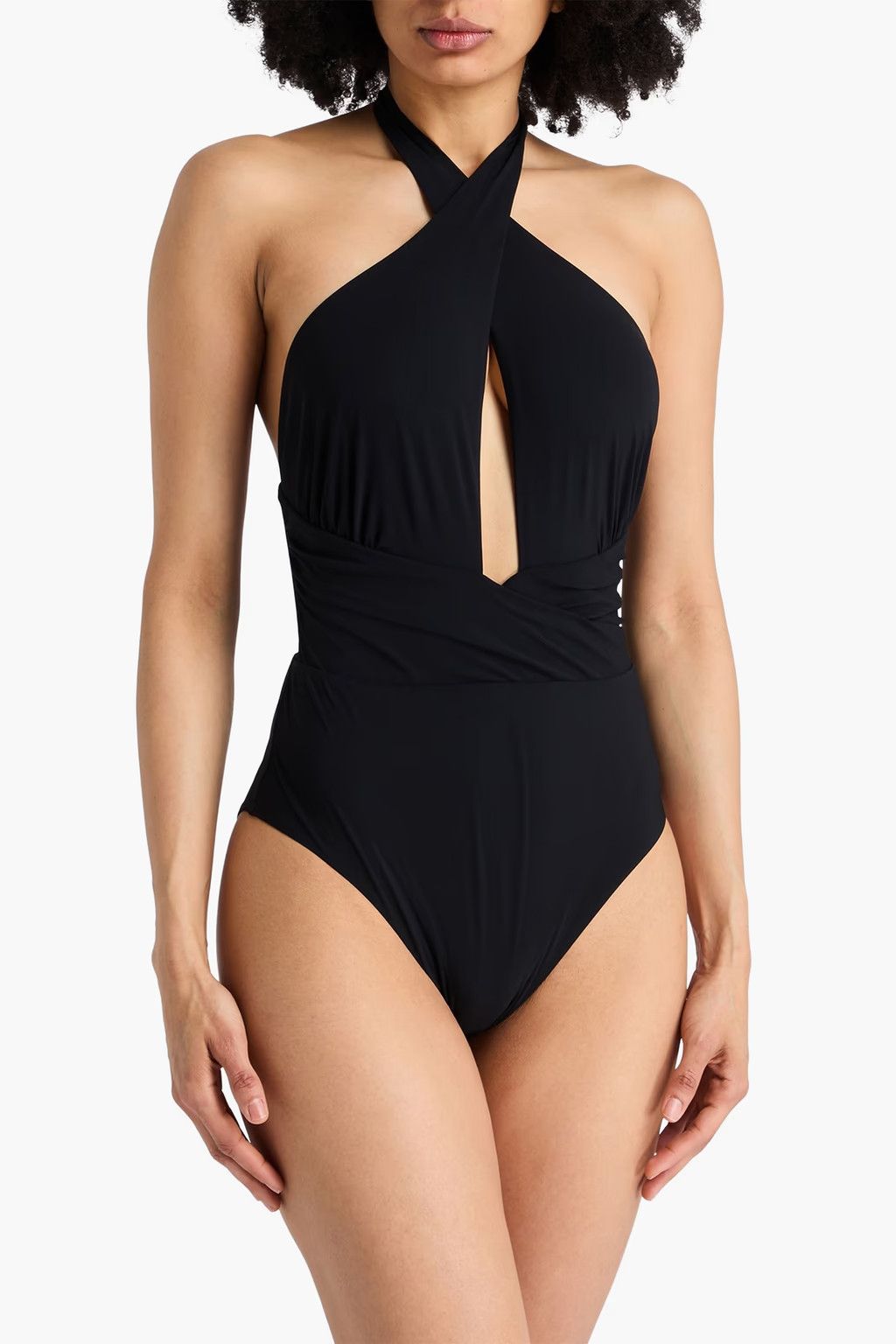 Zimmermann oc11z0725 Ruched Halterneck Swimsuit in Black Size L / US 10 / IT 46 - 2 Thumbnail