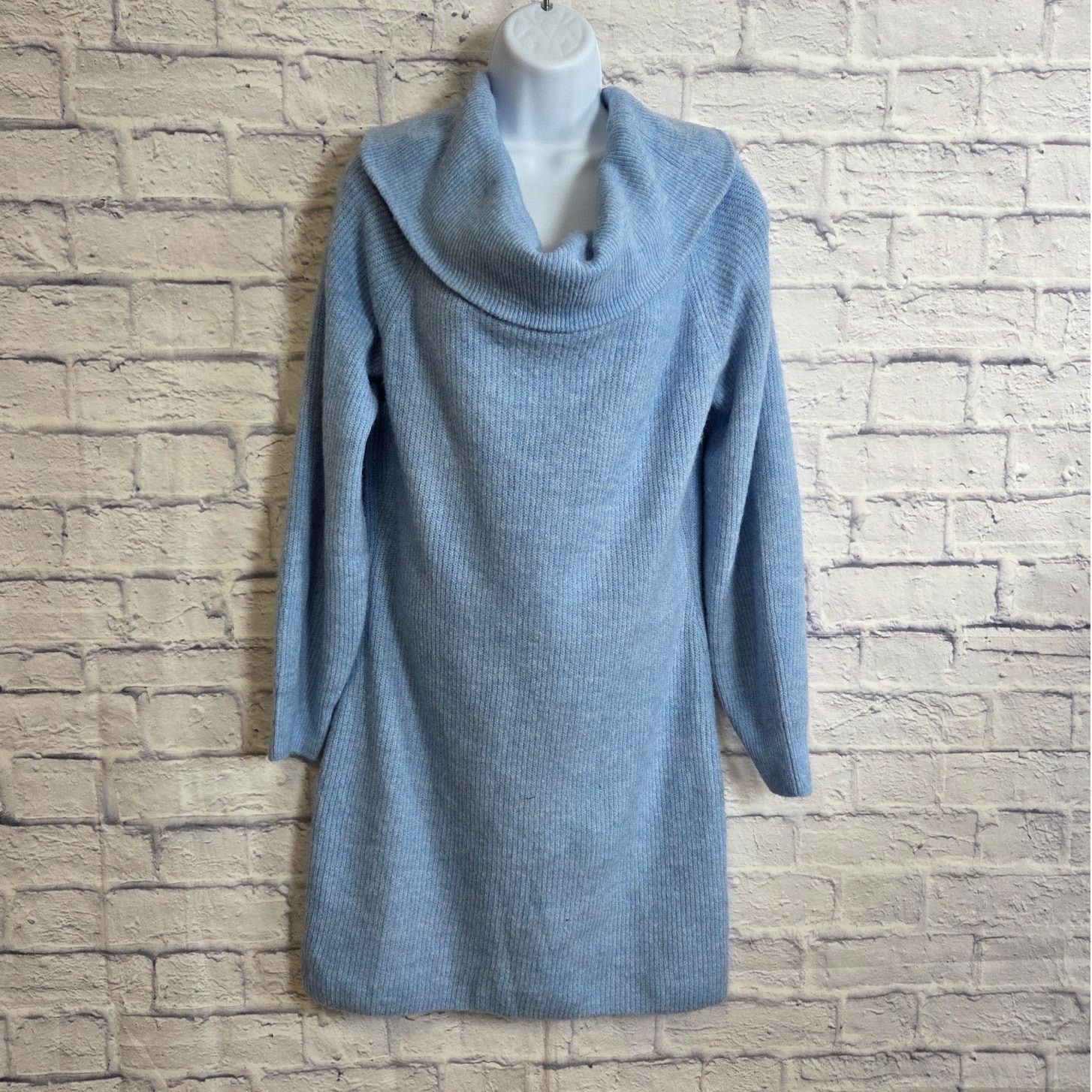 H&M H&M Large Blue Sweater Dress Versatile Cowl Neck Size L / US 10 / IT 46 - 1 Thumbnail