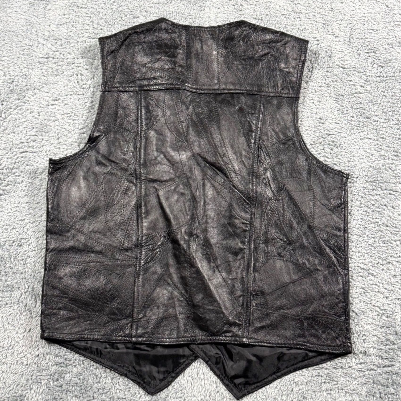 Vintage VINTAGE Italian Stone Design Leather Biker Vest Mens Medium Black Size US M / EU 48-50 / 2 - 3 Thumbnail