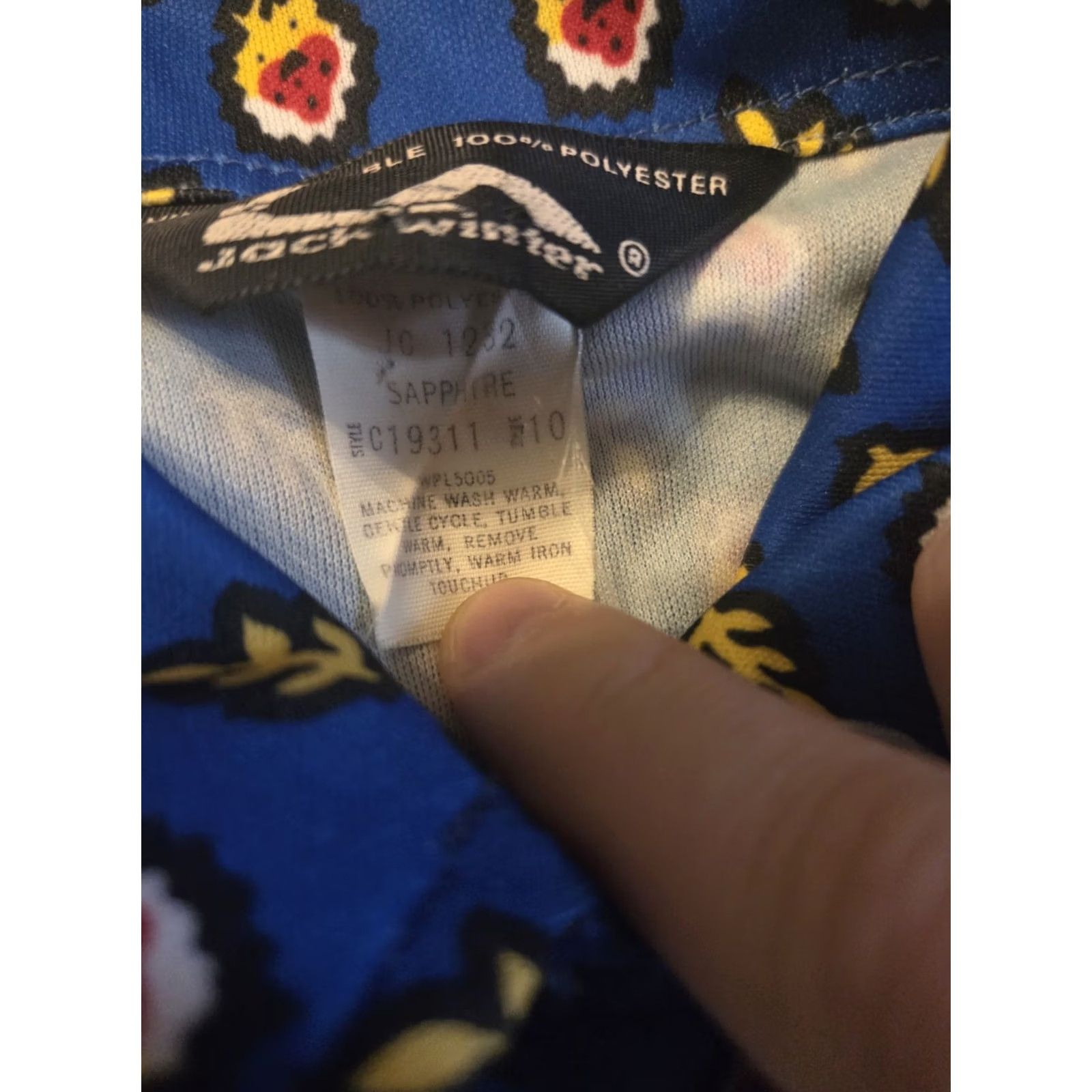 Vintage VINTAGE Jack Winter Shirt Womens S 70s Blue Strawberry Print Button Up Top (Polyester) Size S / US 4 / IT 40 - 7 Thumbnail