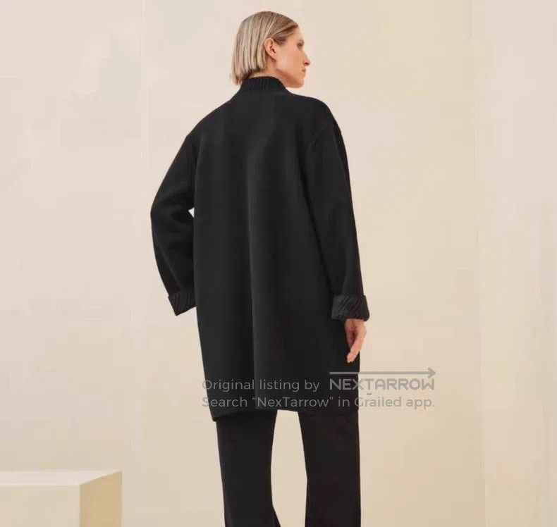 Hermes Hermes Black double-sided long wool coat with H pattern on Size XXS / US 00 / IT 34 - 9 Thumbnail