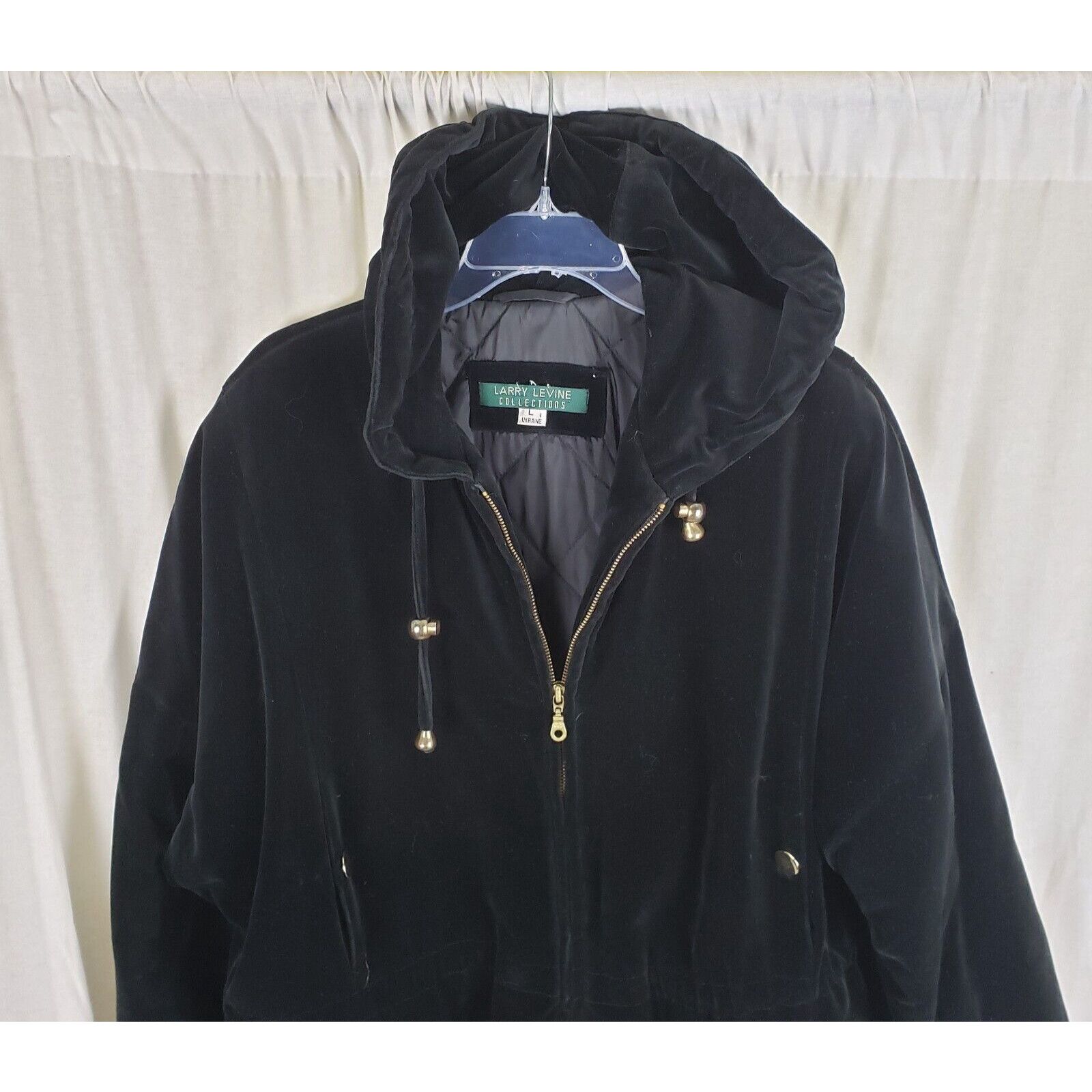 Vintage Vtg Larry Levine Black Velvet Hooded Coat Jacket Womens L Size L / US 10 / IT 46 - 2 Thumbnail