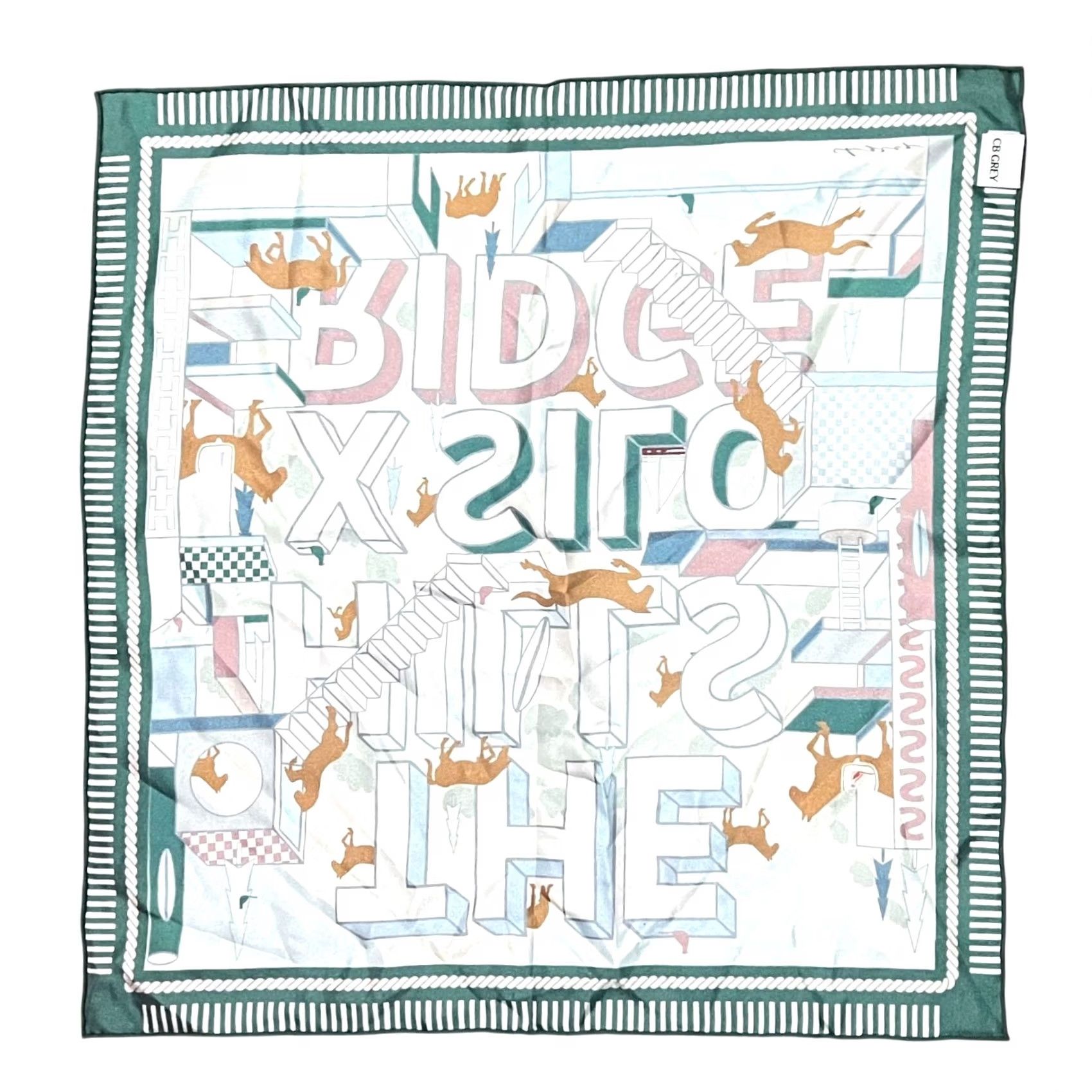 Vintage CB Grey Custom Silk Scarf The Hills x Silo Ridge Horses 17.5” square Horse Equestrian Silk Scarf Women Size ONE SIZE - 6 Thumbnail