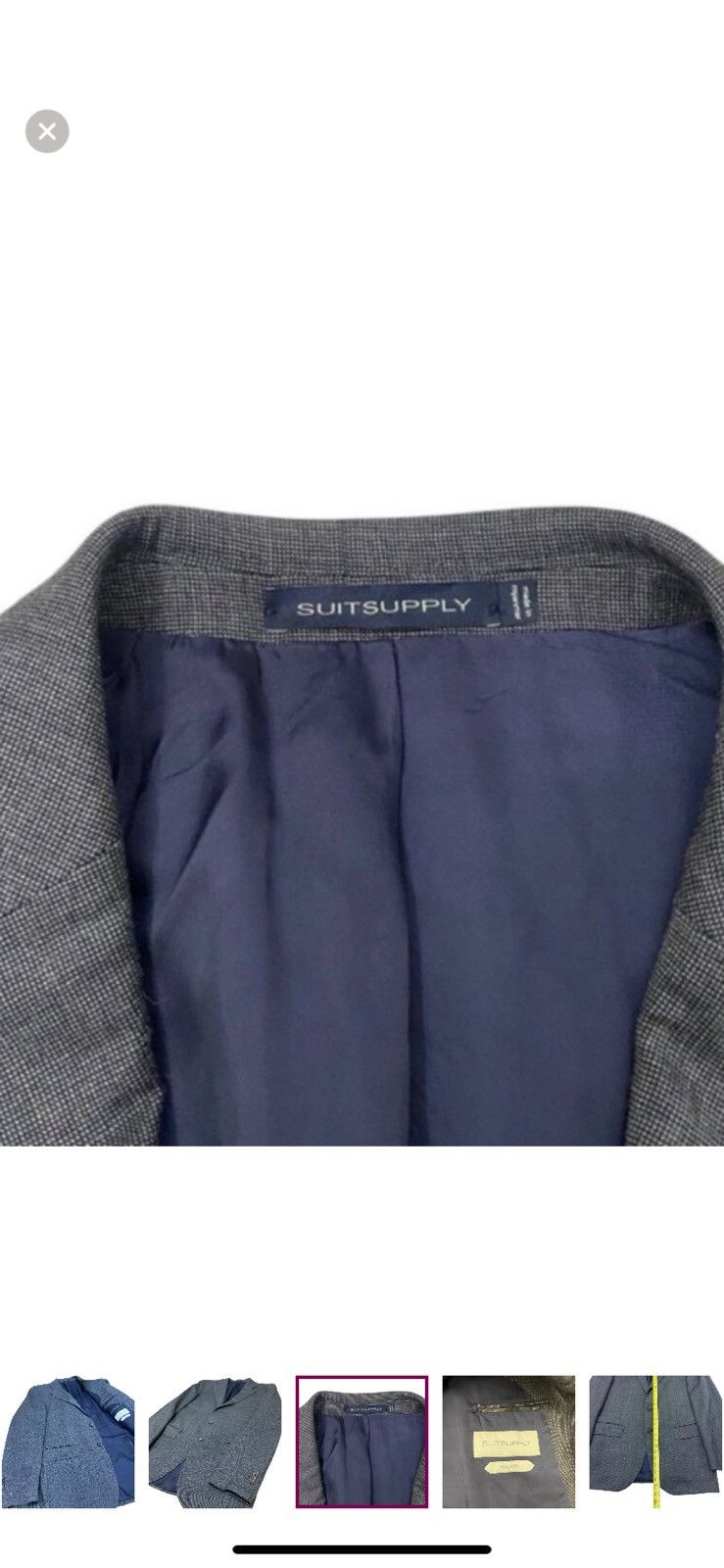 Suitsupply Suitsupply Lazio Blazer 52 Slim Fit Gray Pure Wool Angelico Size 52S - 3 Thumbnail
