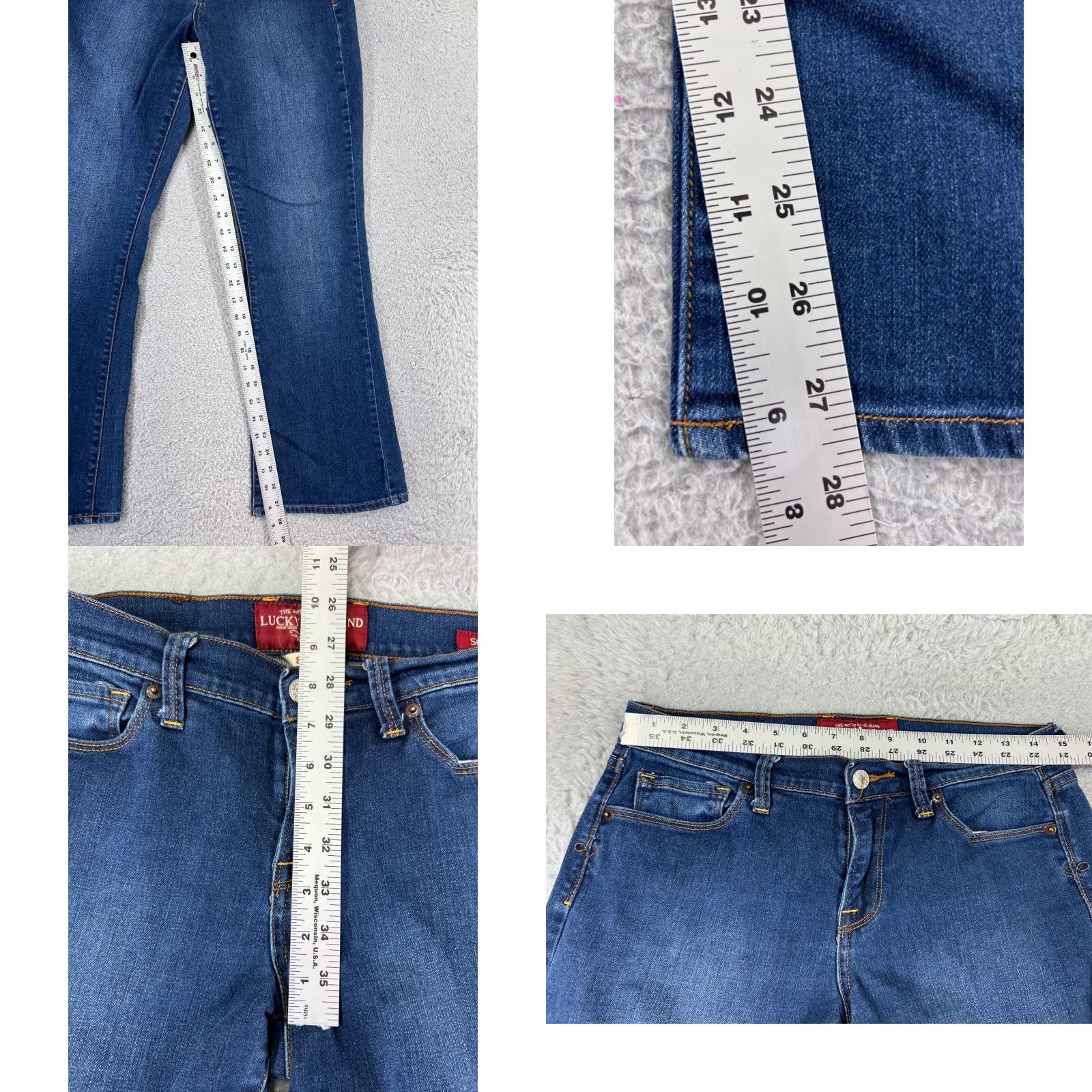Lucky Brand Lucky Brand Jeans Womens 8 Blue Denim Sofia Ankle 5-Pocket Cotton Blend Leather Zipper Button Size 30" / US 8 / IT 44 - 8 Thumbnail