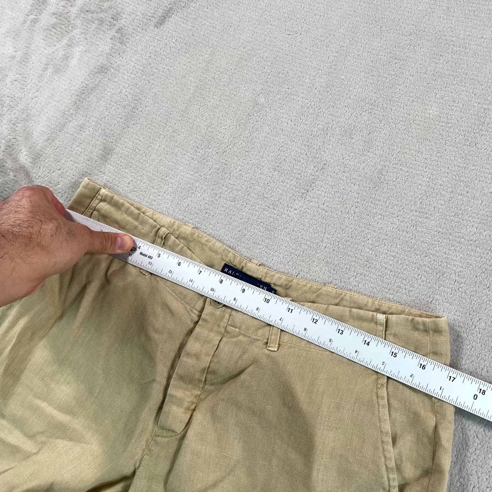 Ralph Lauren VINTAGE Ralph Lauren Collection Wide Leg Trouser Pants Women 8 Beige 100% Linen Dress Pants Wide-Leg Pockets 28in Inseam Spring Summer Fall Womens Size 30" / US 8 / IT 44 - 4 Thumbnail