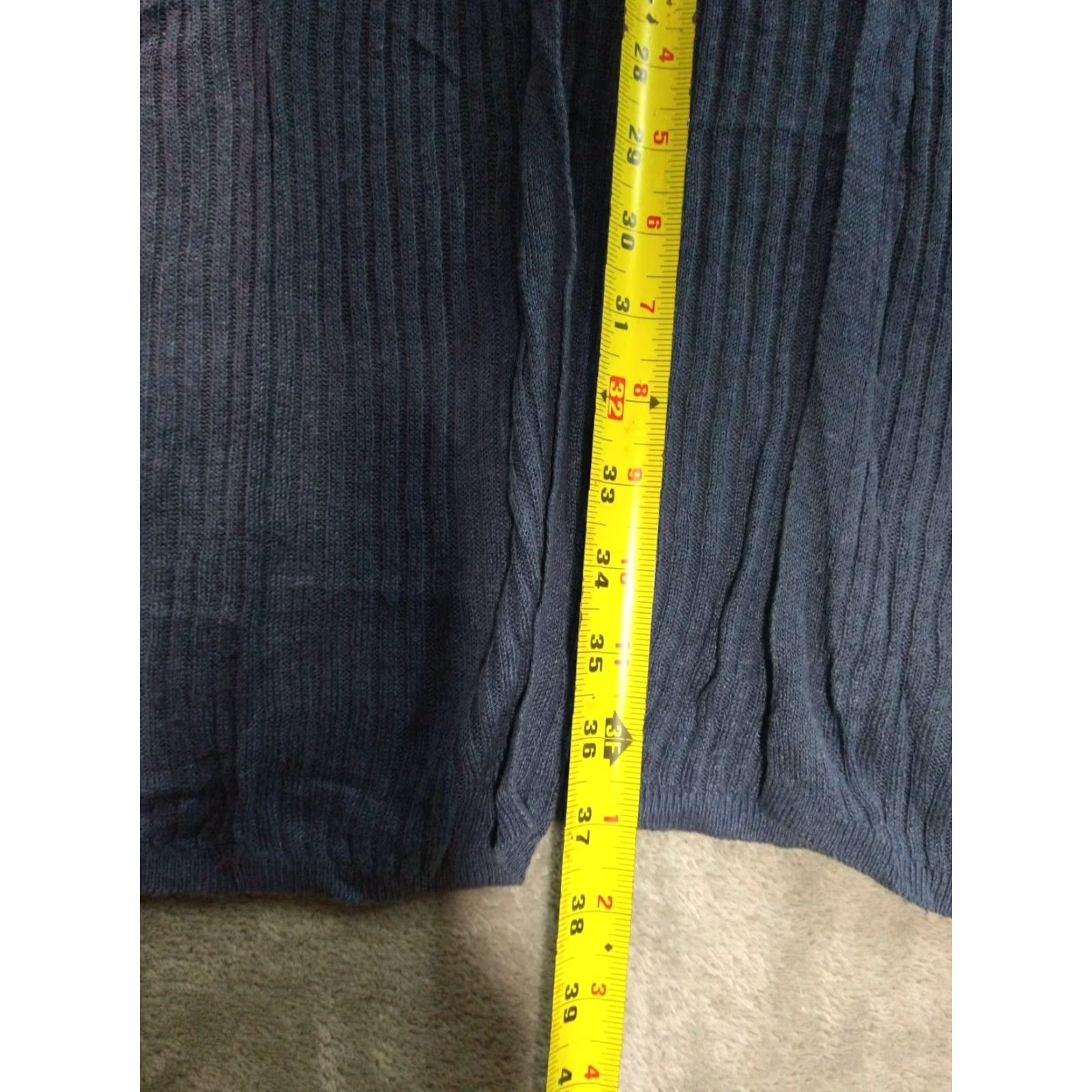 Vintage Tahari Cardigan Sweater Womens Medium Blue Linen Open Front Sleeveless Beach Bohemian Classic Light Breathable Blue Tahari Womens M Cardigan Sweater Size M / US 6-8 / IT 42-44 - 3 Thumbnail