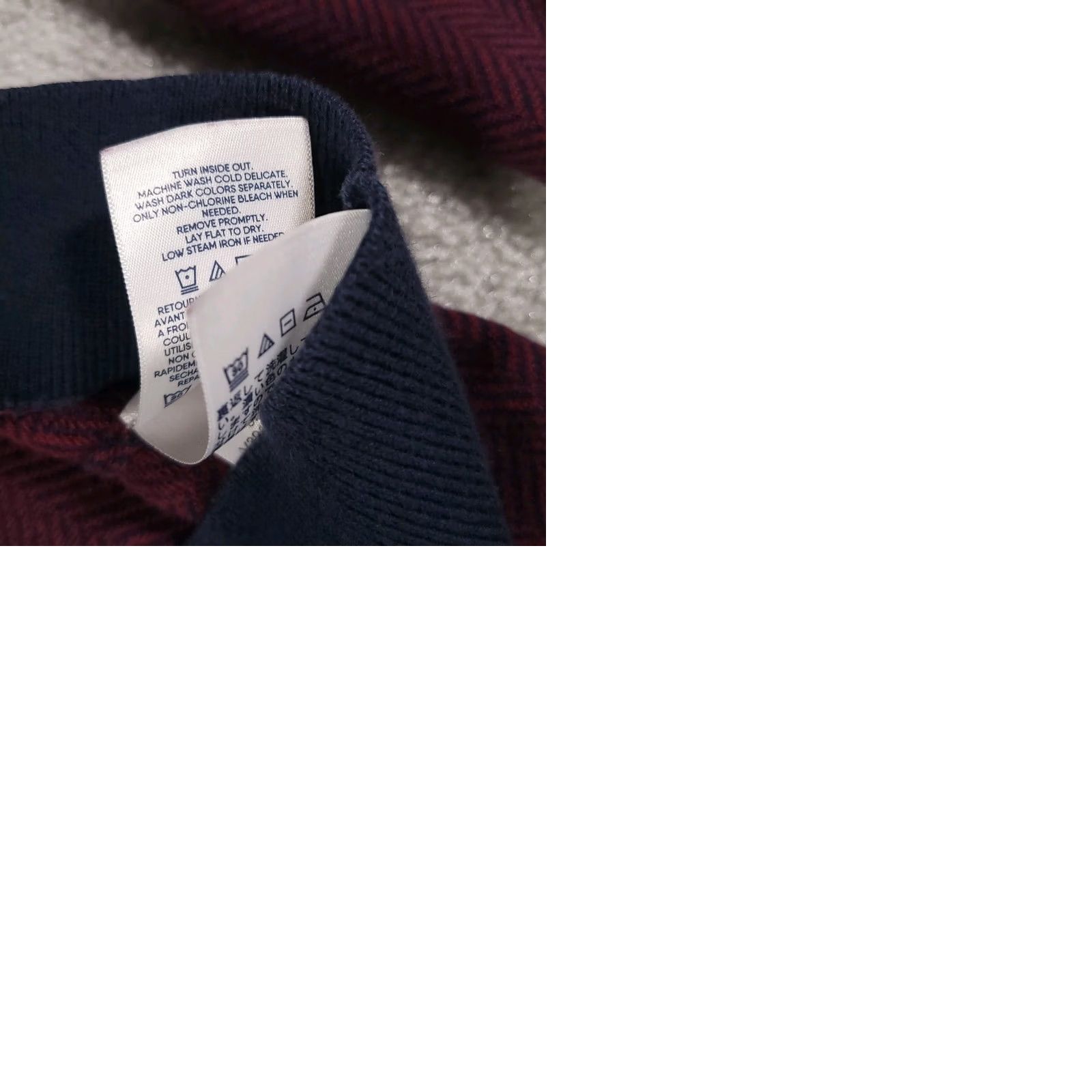 Lands' End Lands' End Supima Cotton Sweater 1/4 Zip Mock Neck Mens S Burgundy Herringbone Size US S / EU 44-46 / 1 - 10 Thumbnail