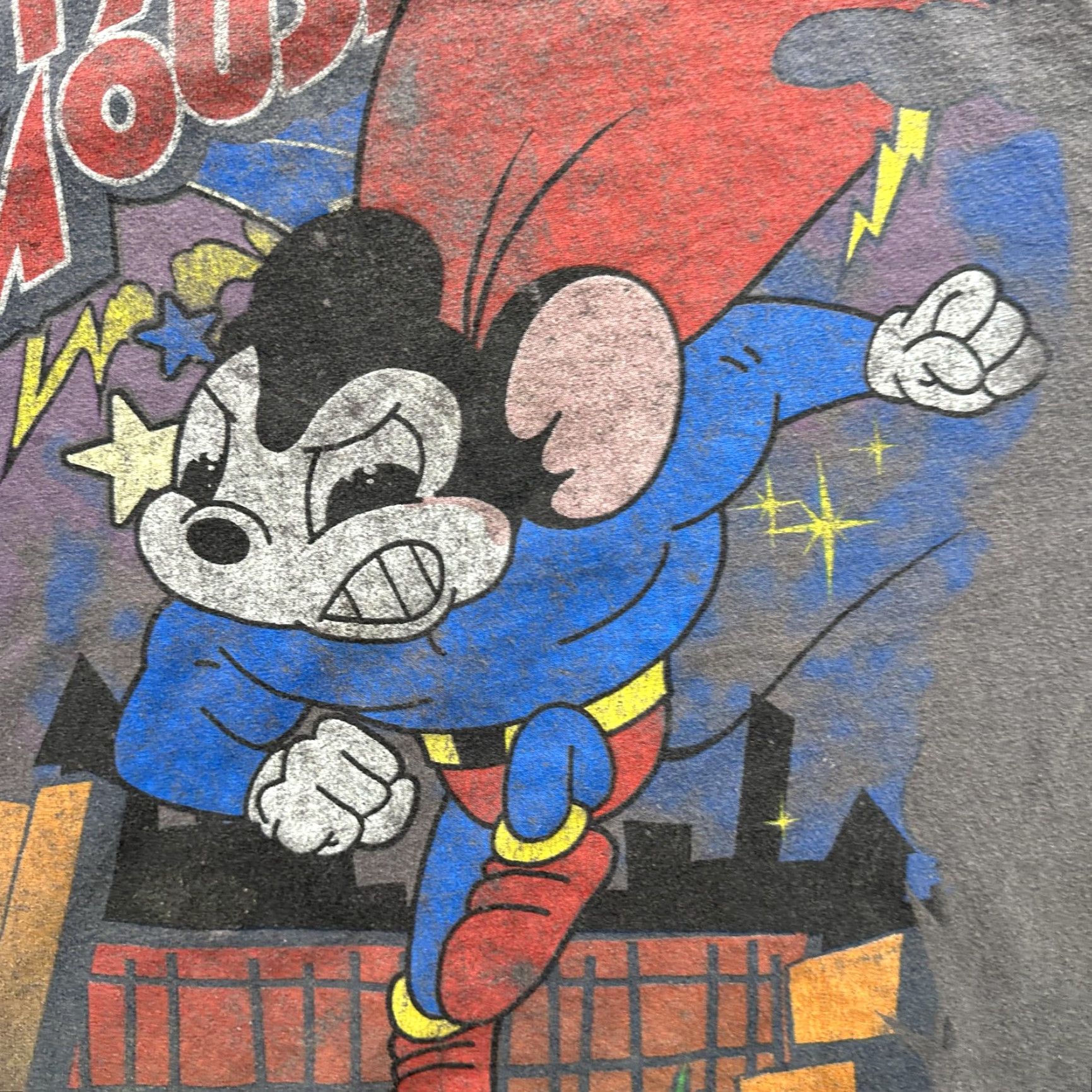 Gildan VINTAGE Mighty Mouse Shirt Mens M Gray Graphic Tee Cartoon Superhero Gildan Ultra Cotton Size US M / EU 48-50 / 2 - 7 Thumbnail