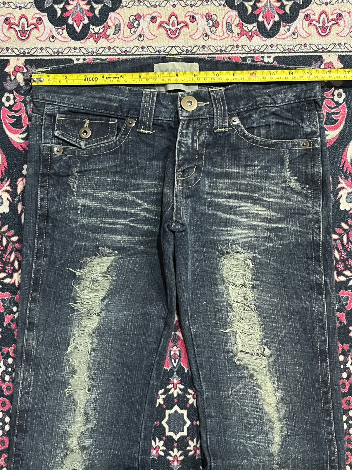 If Six Was Nine Japanese Brand Cook Cracked Washed Distressed Flare Jeans Size 30" / US 8 / IT 44 - 11 Thumbnail