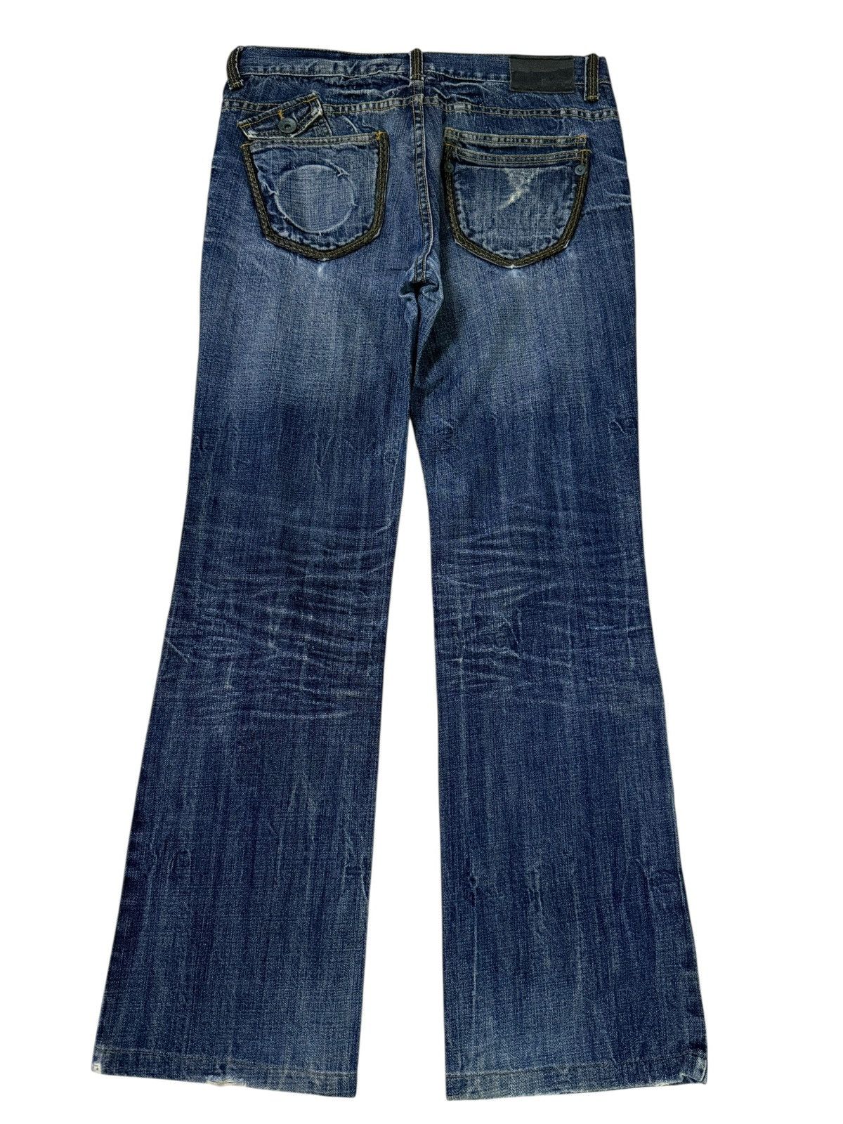 Japanese Brand Flared Jeans Russ.k Distressed Denim Nice Design Boot Cut Size US 33 - 15 Thumbnail