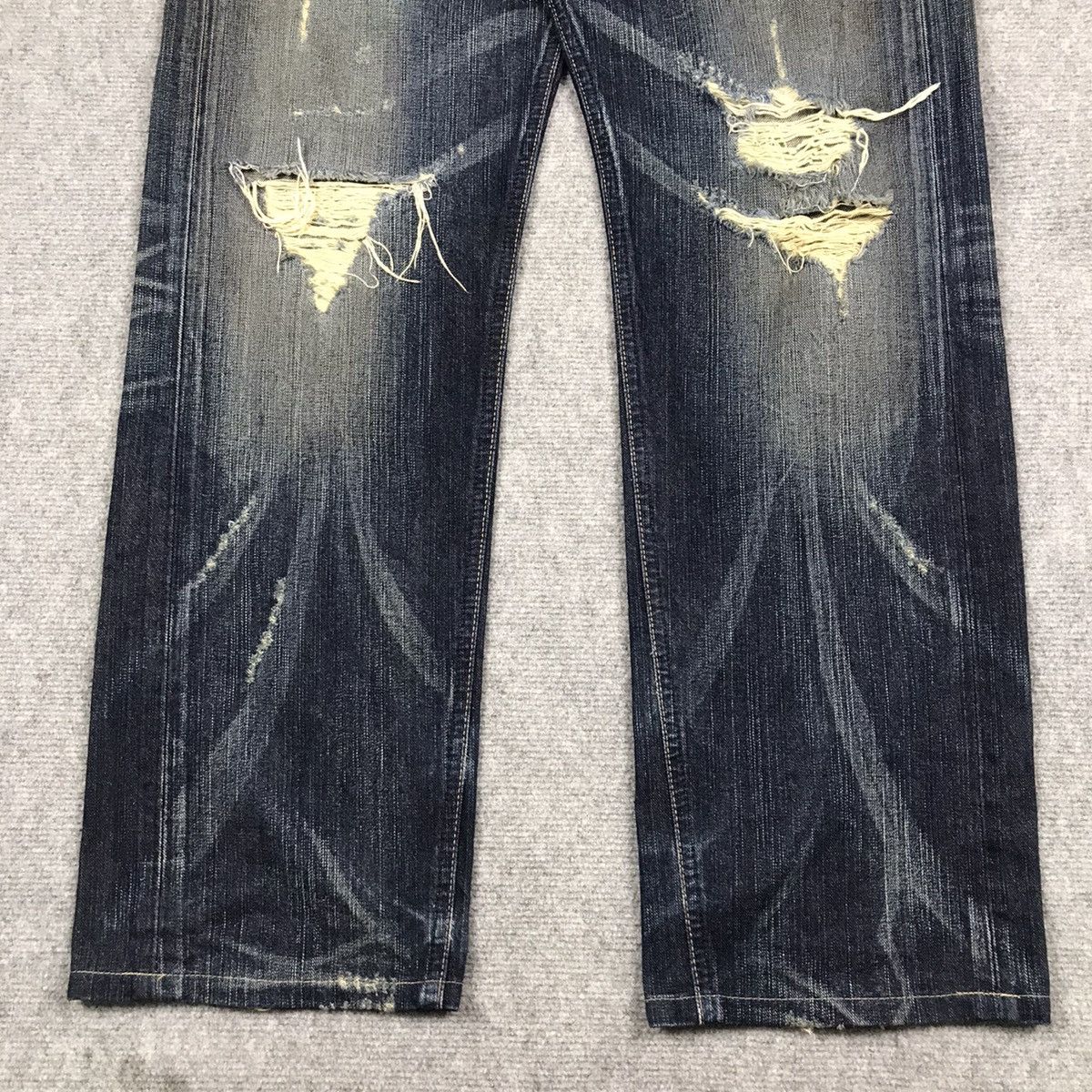Edwin × Japanese Brand BAGGY💀RIPPED DISTRESSED EDWIN JAPAN BLUE TRIP DENIM PANTS Size US 34 / EU 50 - 3 Thumbnail