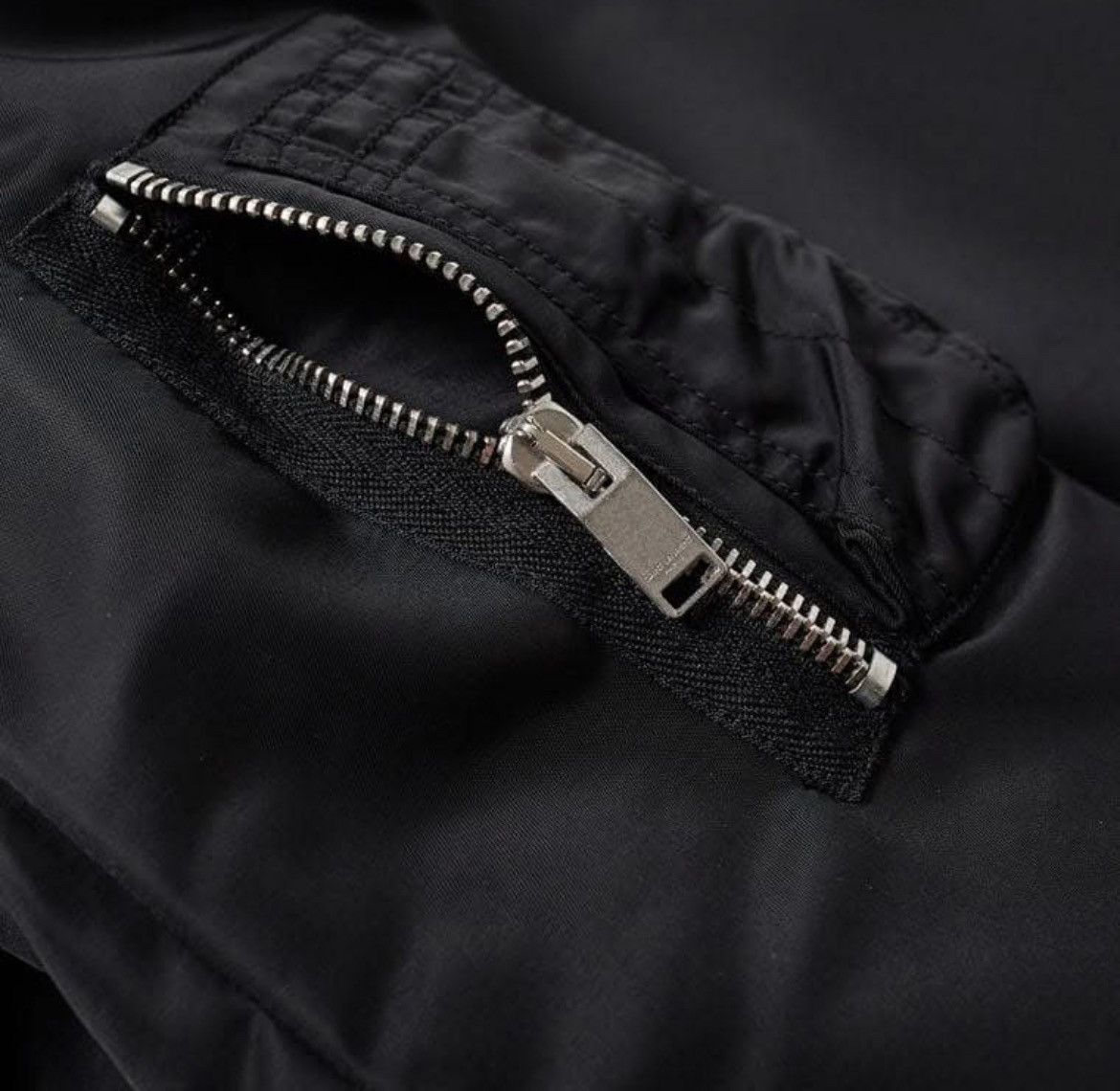 Hedi Slimane × Saint Laurent Paris 15FW Black Nylon MA-1 Bomber