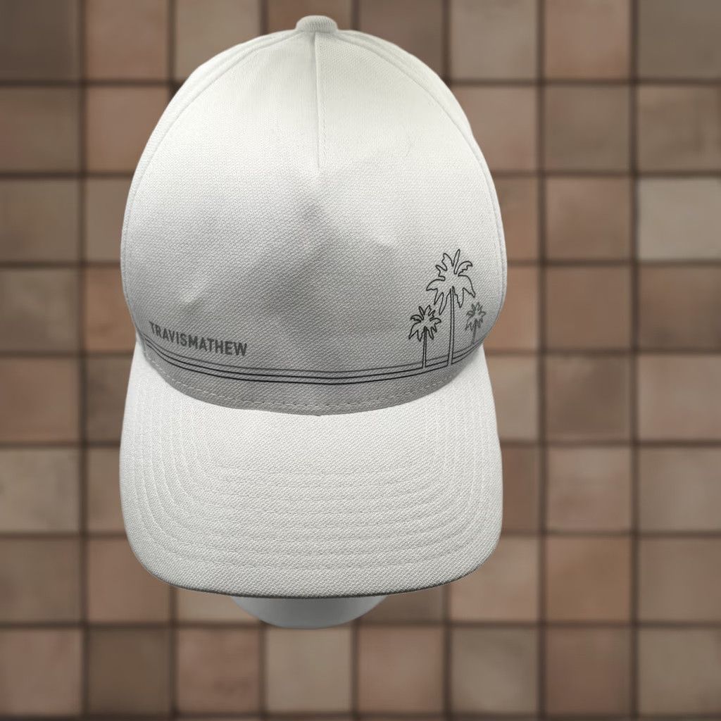 TravisMathew Travis Mathew Hat Cap Palm Tree White One Size Golf Cotton Adjustable Breathable Lightweight Mens Sports Outdoor Casual Travel Cap Size ONE SIZE - 1 Thumbnail