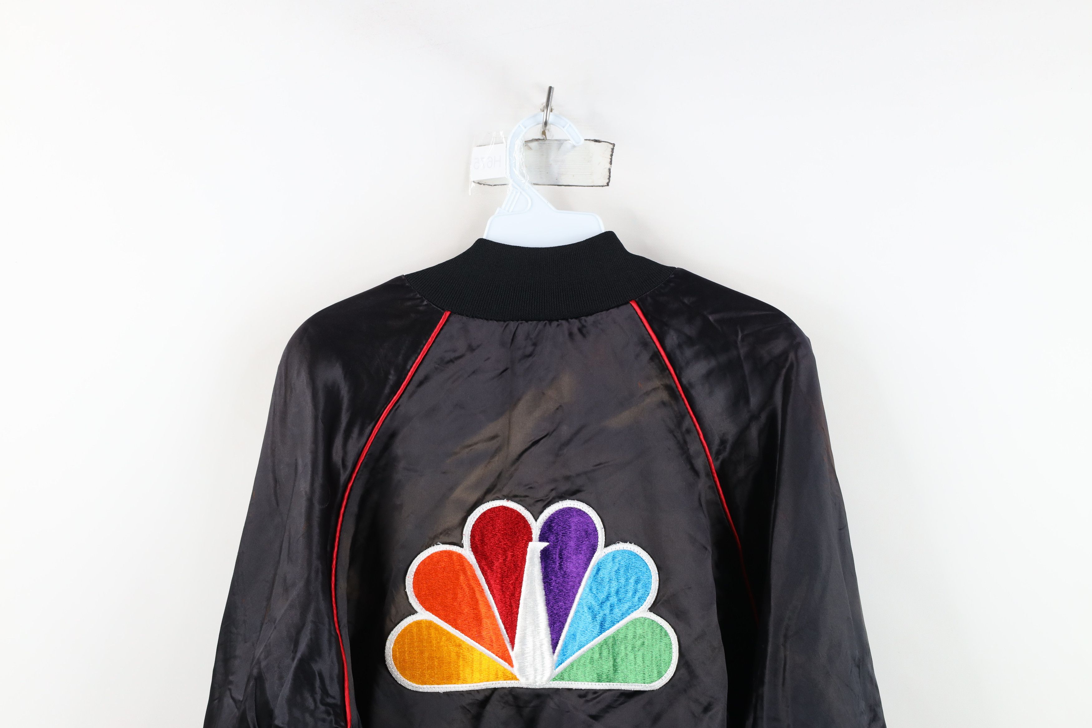 Vintage Vintage 70s 80s NBC Peacock TV Satin Bomber Jacket Black USA Size US L / EU 52-54 / 3 - 15 Thumbnail