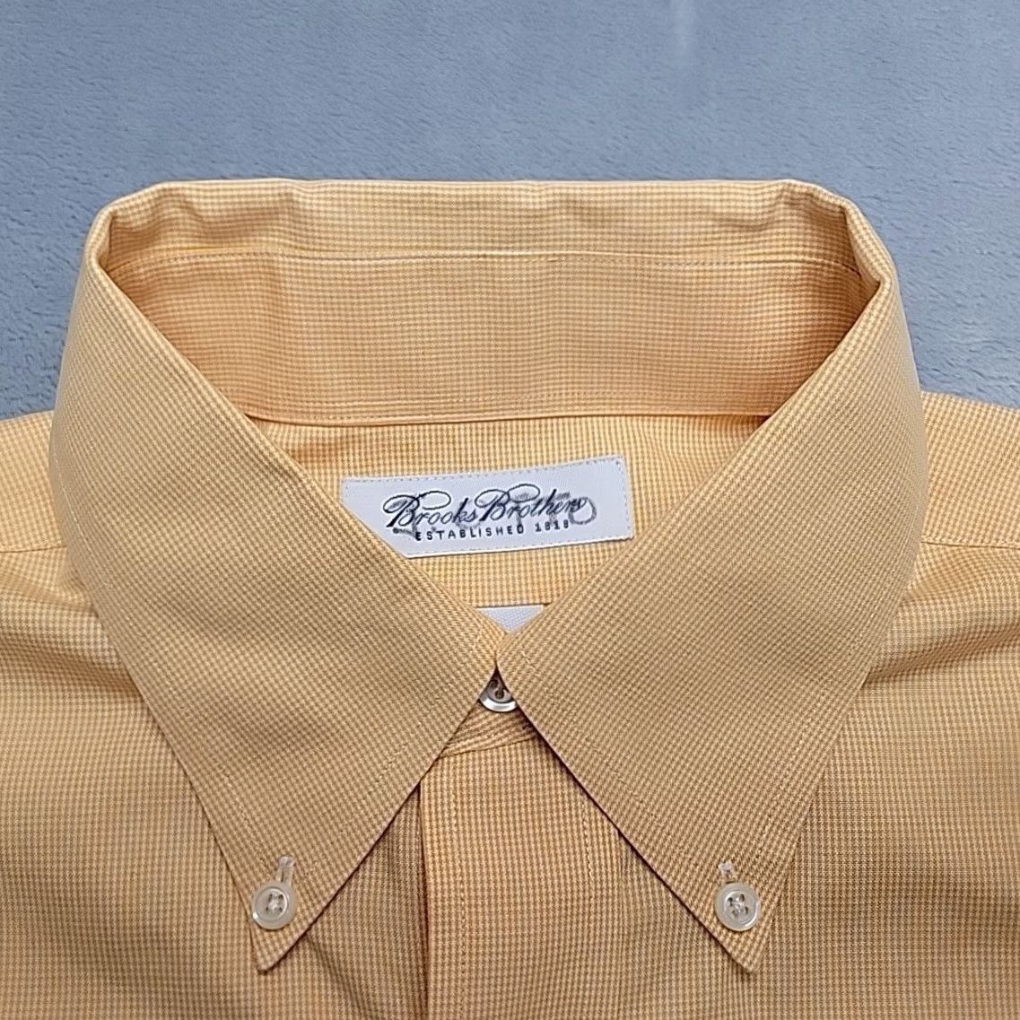 Brooks Brothers Brooks Brothers Shirt 15.5 Orange Micro Check Long Sleeve Cotton Non-Iron Dress Shirt Mens Medium Orange Check Micro 15.5 Button-Up Size 42R - 4 Thumbnail