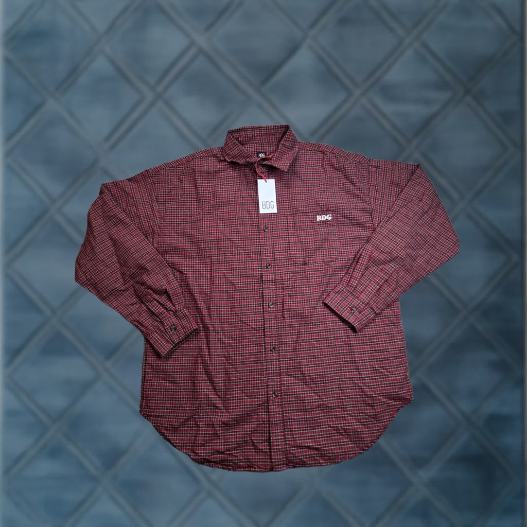 Bdg BDG Shirt Mens Medium Red Heritage Check Oversized Button Up Size US M / EU 48-50 / 2 - 1 Thumbnail