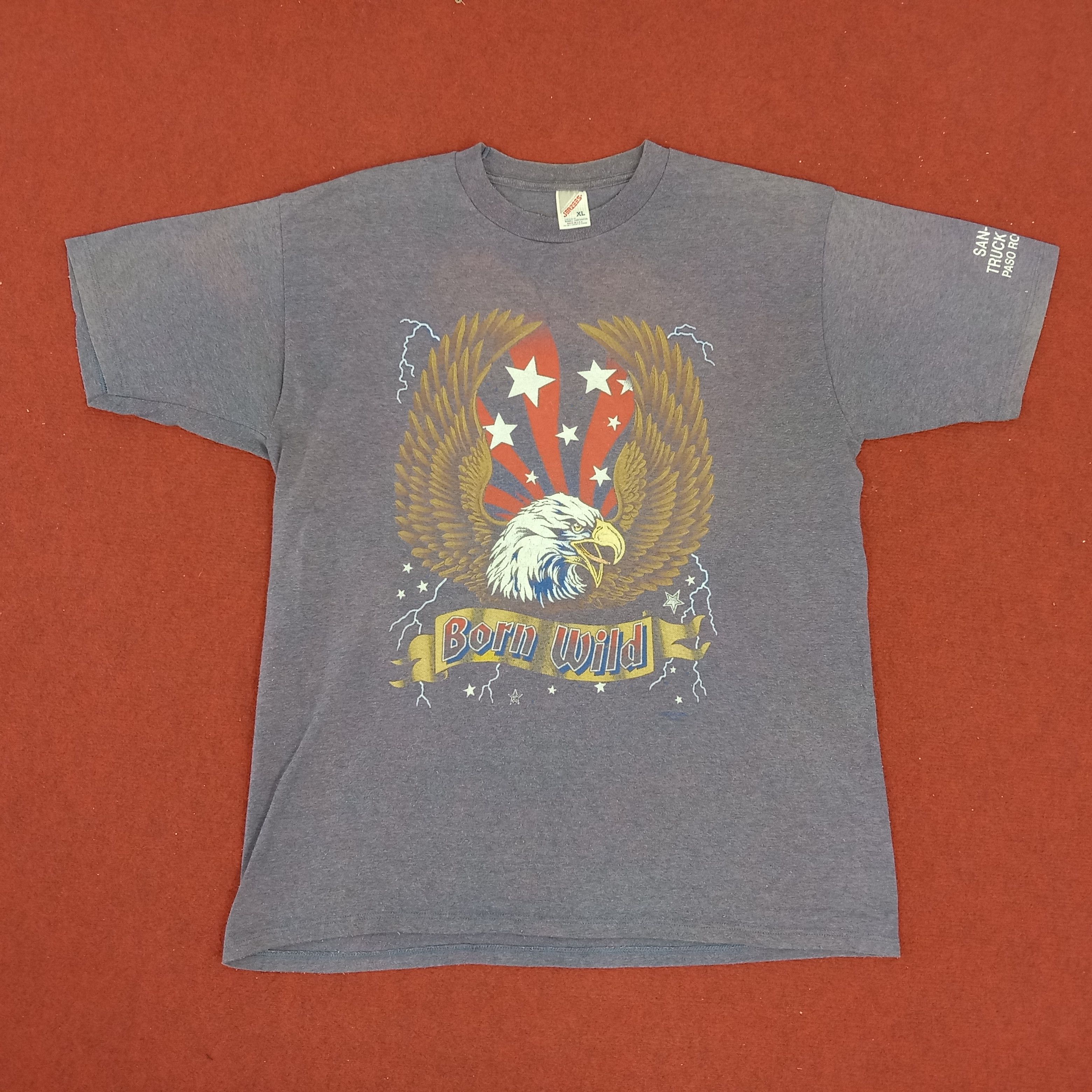 Vintage Born Wild Eagle Design Motorcycle Rider Style Vintage Tshirt Size US XL / EU 56 / 4 - 1 Thumbnail