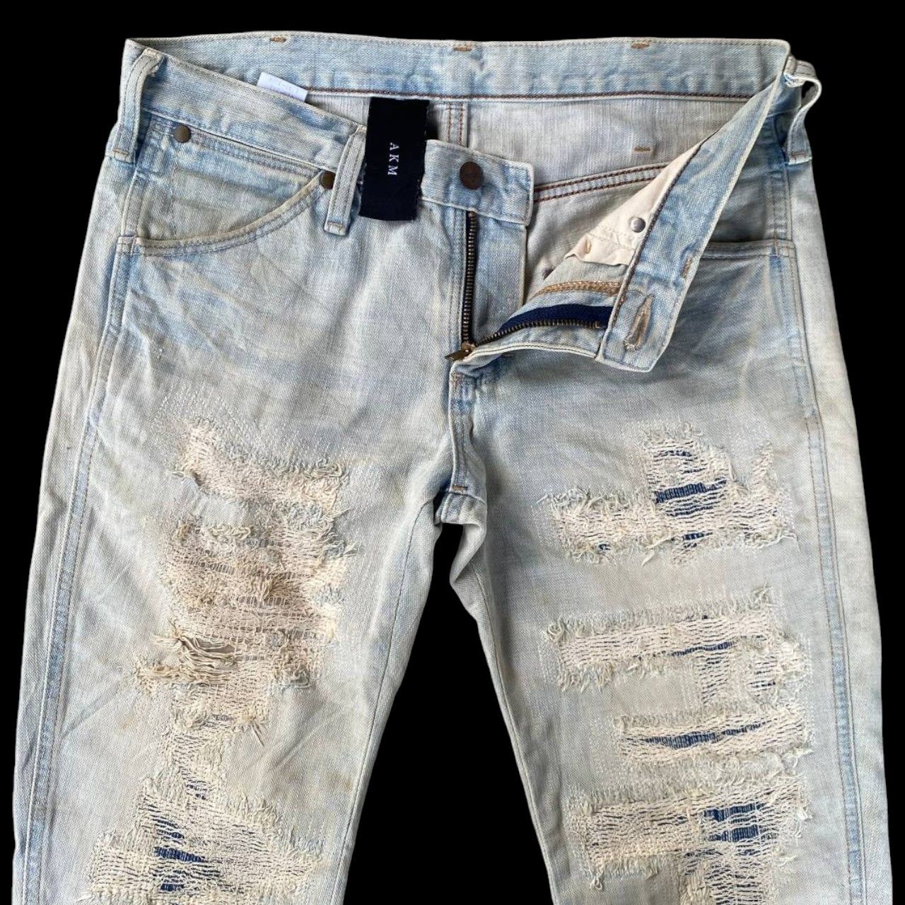 AKM × Wrangler RARE AKM X WRANGLER FLARED BORO DISTRESSED DIRTY STAIN W28 Size US 28 / EU 44 - 10 Thumbnail