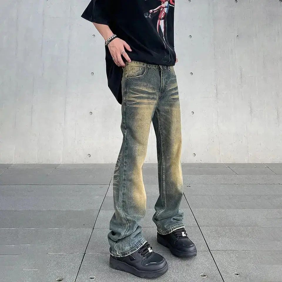 Japanese Brand × Jean Fashion Flared Jeans for Men Baggy Wide Leg Street Vintage Size US 30 / EU 46 - 5 Thumbnail