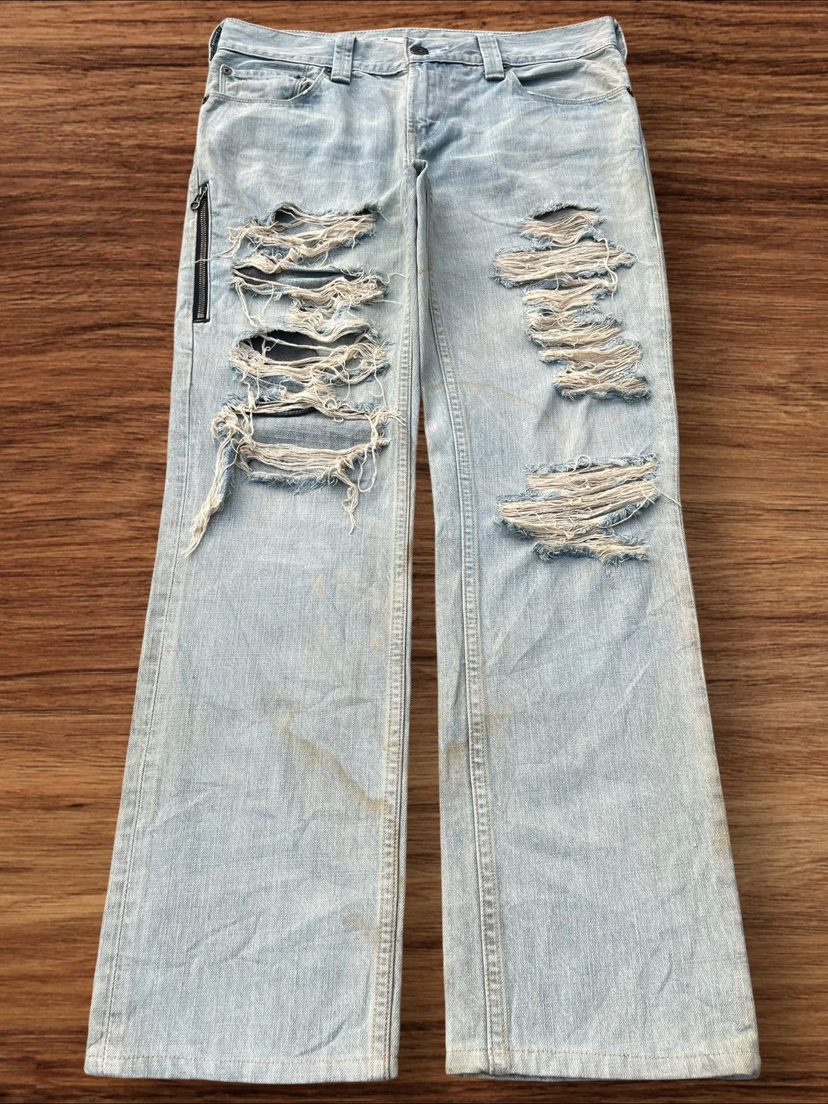 Levi's × Levi's Vintage Clothing Vintage Y2K Levi’s 511 Blue Washed Distressed Slim Fit Jeans Size US 32 / EU 48 - 1 Thumbnail
